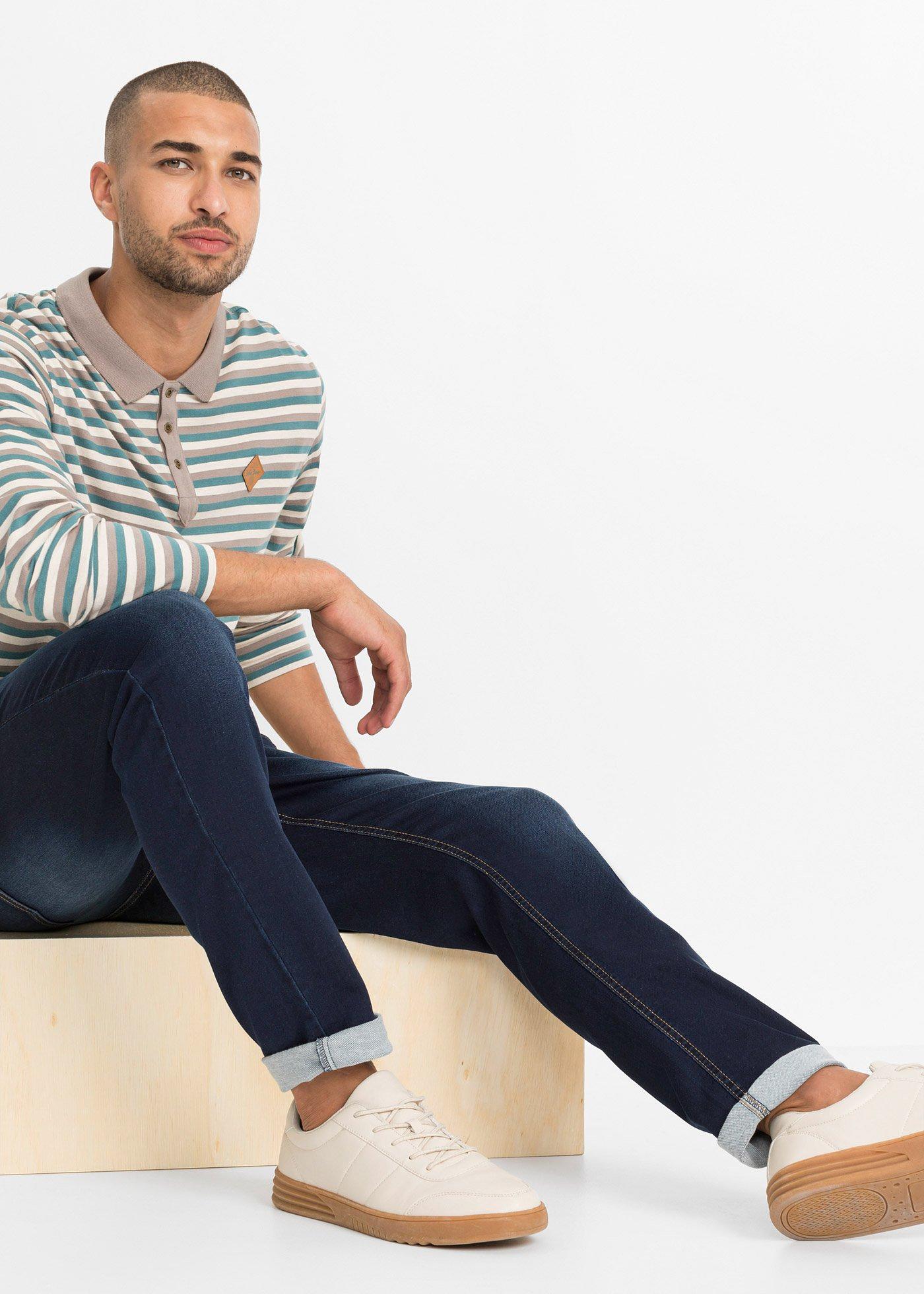 Joggery dżinsowe regular fit z wygodną talią, tapered - Bonprix