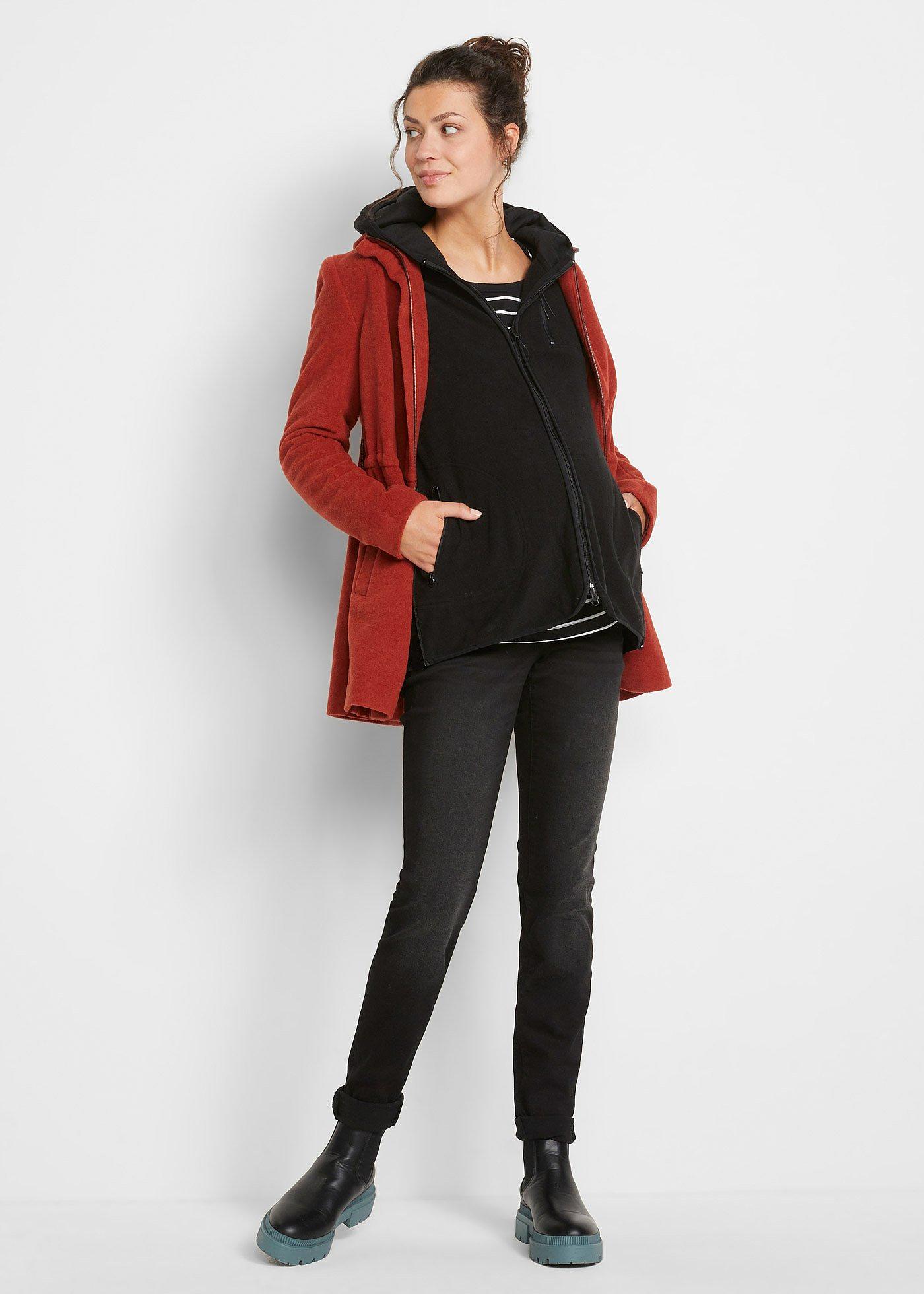 Bluza rozpinana ciążowa z polaru, z wstawką na nosidełko - Bonprix