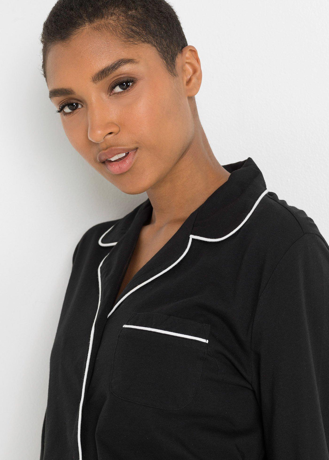 Piżama z plisą guzikową - Bonprix