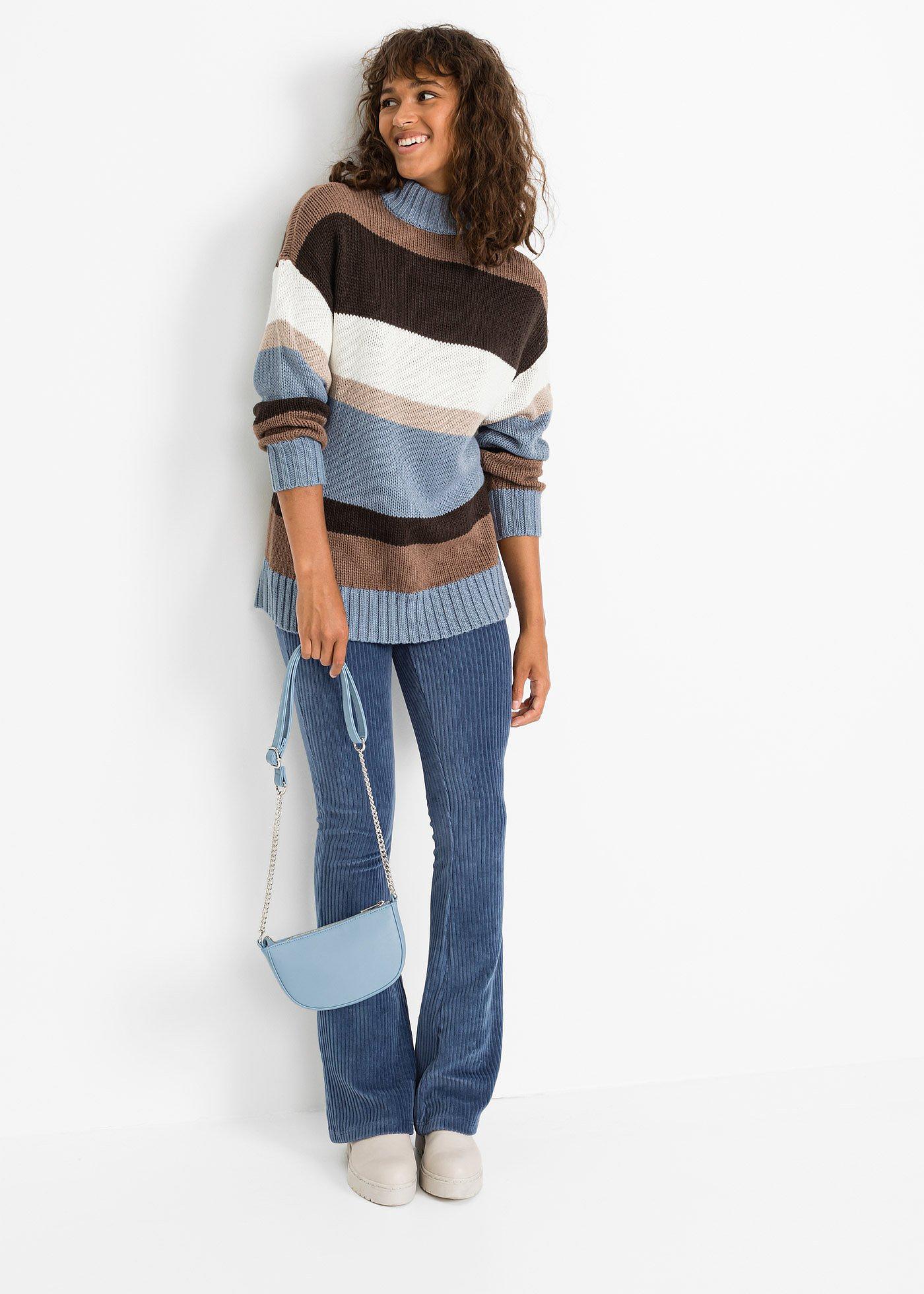 Spodnie sztruksowe z poszerzanymi nogawkami - Bonprix