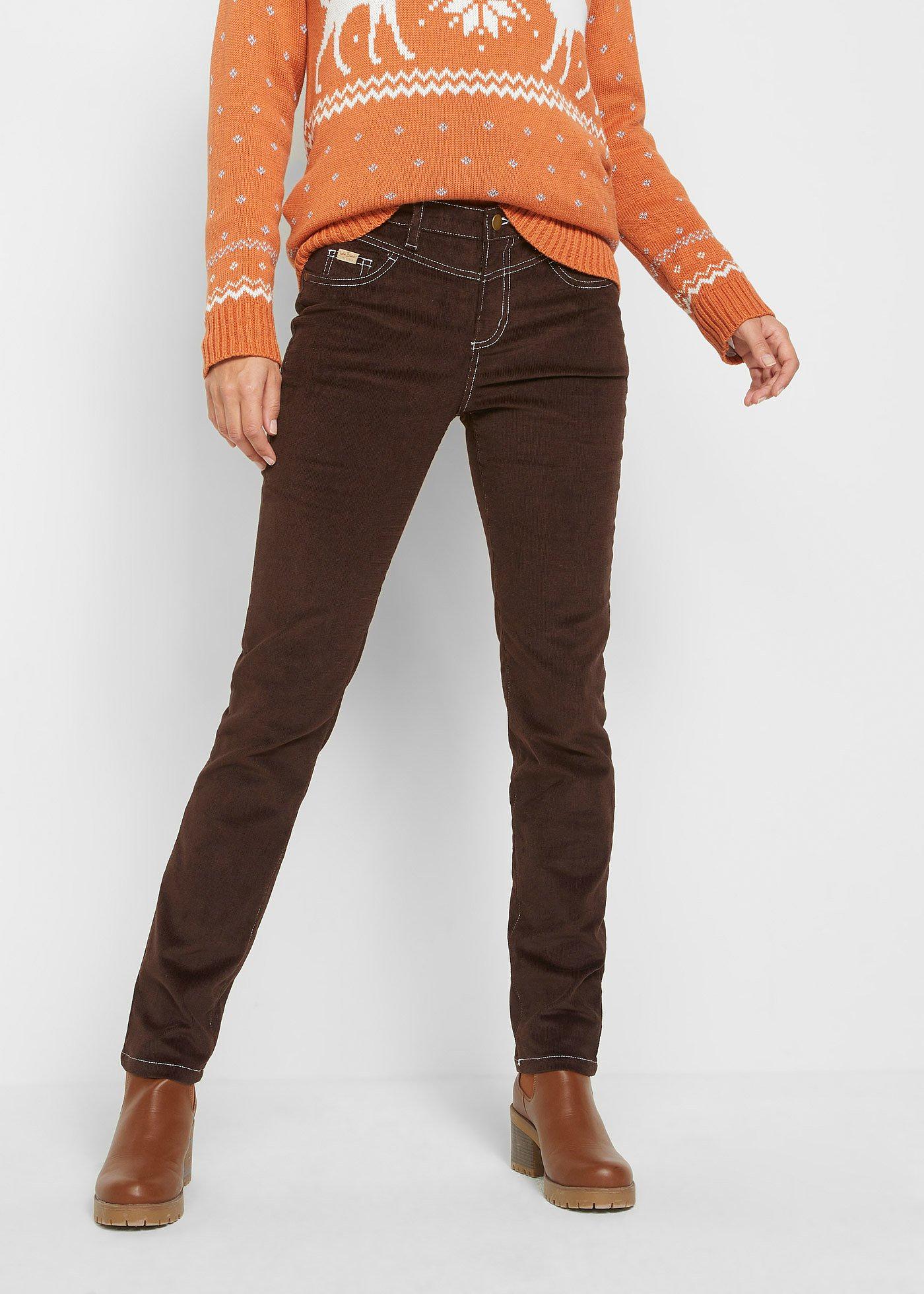 Spodnie sztruksowe ze stretchem o kroju slim fit - Bonprix
