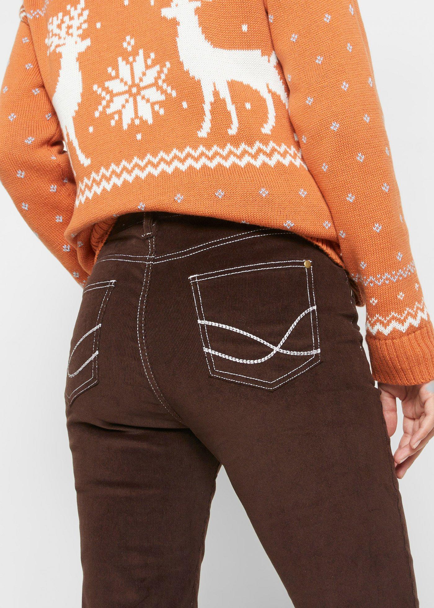 Spodnie sztruksowe ze stretchem o kroju slim fit - Bonprix