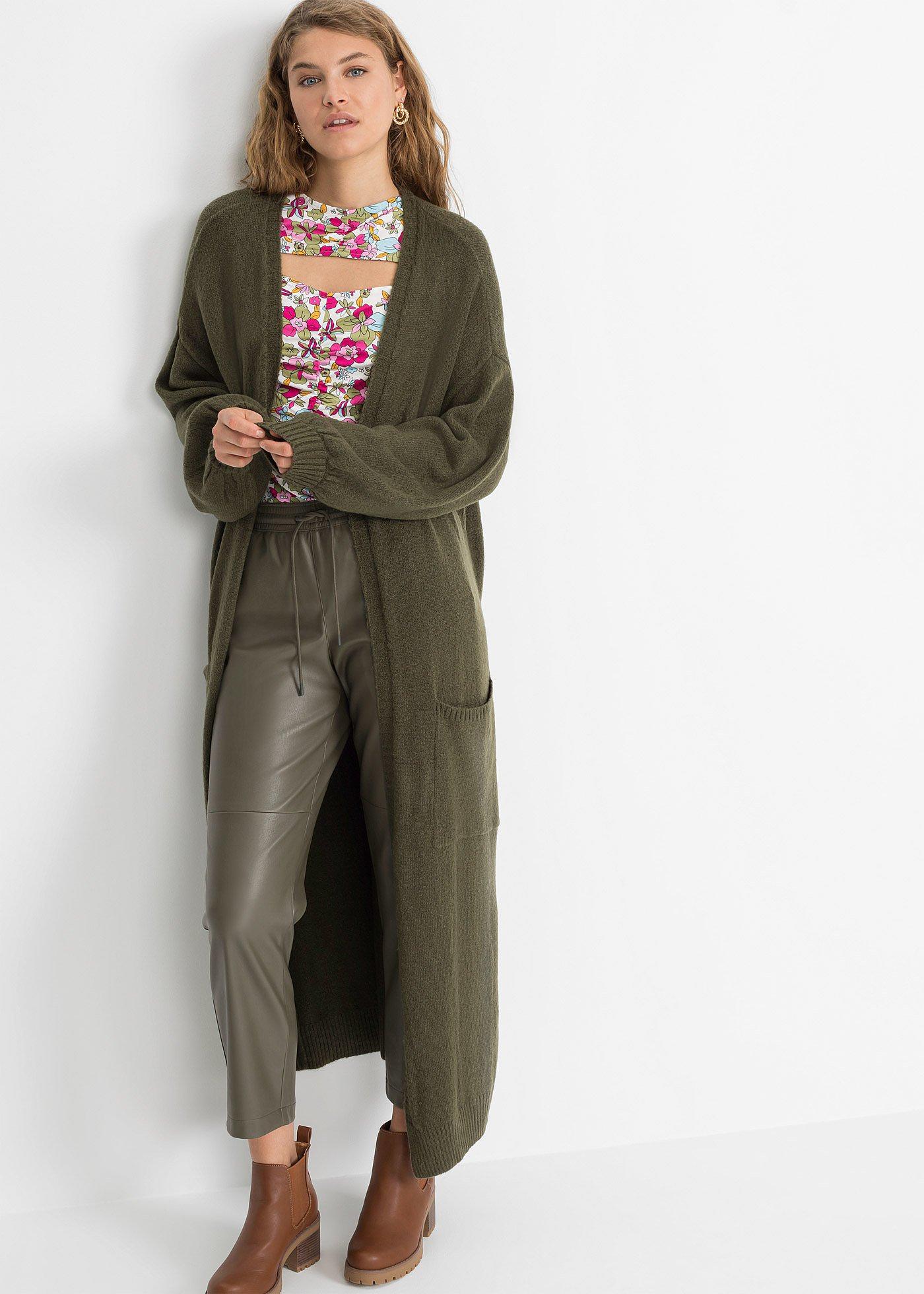Sweter bez zapięcia oversize, w dł. midi - Bonprix