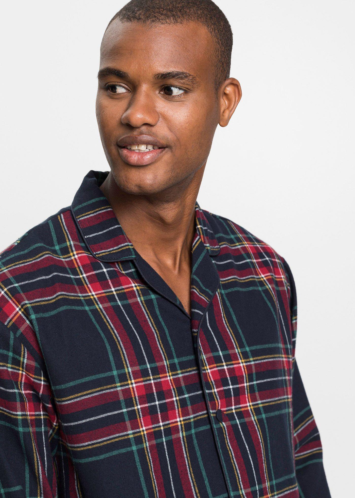 Piżama męska z miękkiej flaneli zapinana na guziki - Bonprix