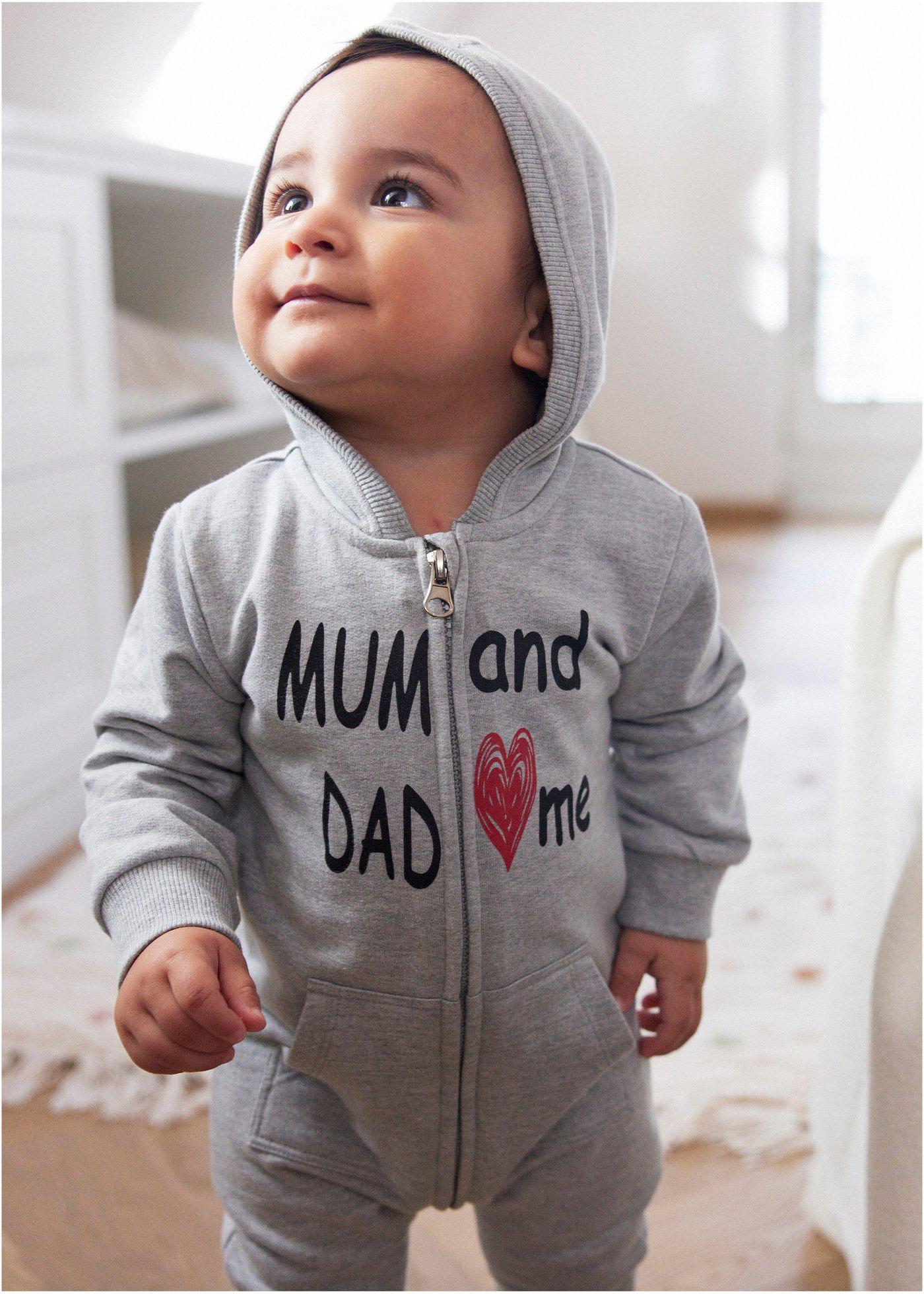 Kombinezon dresowy niemowlęcy z kapturem - Bonprix