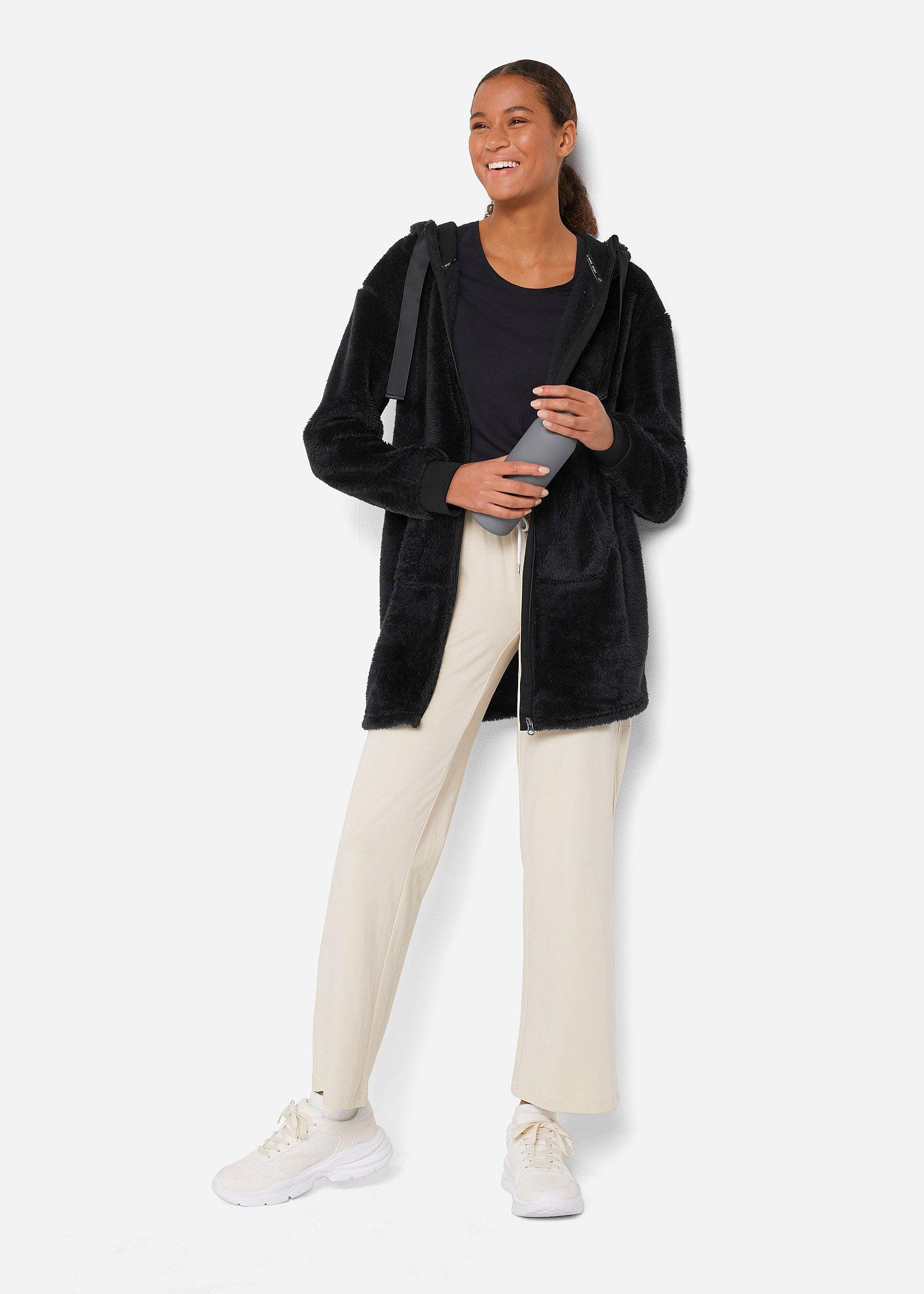 Długa bluza rozpinana z polaru, z kapturem - Bonprix