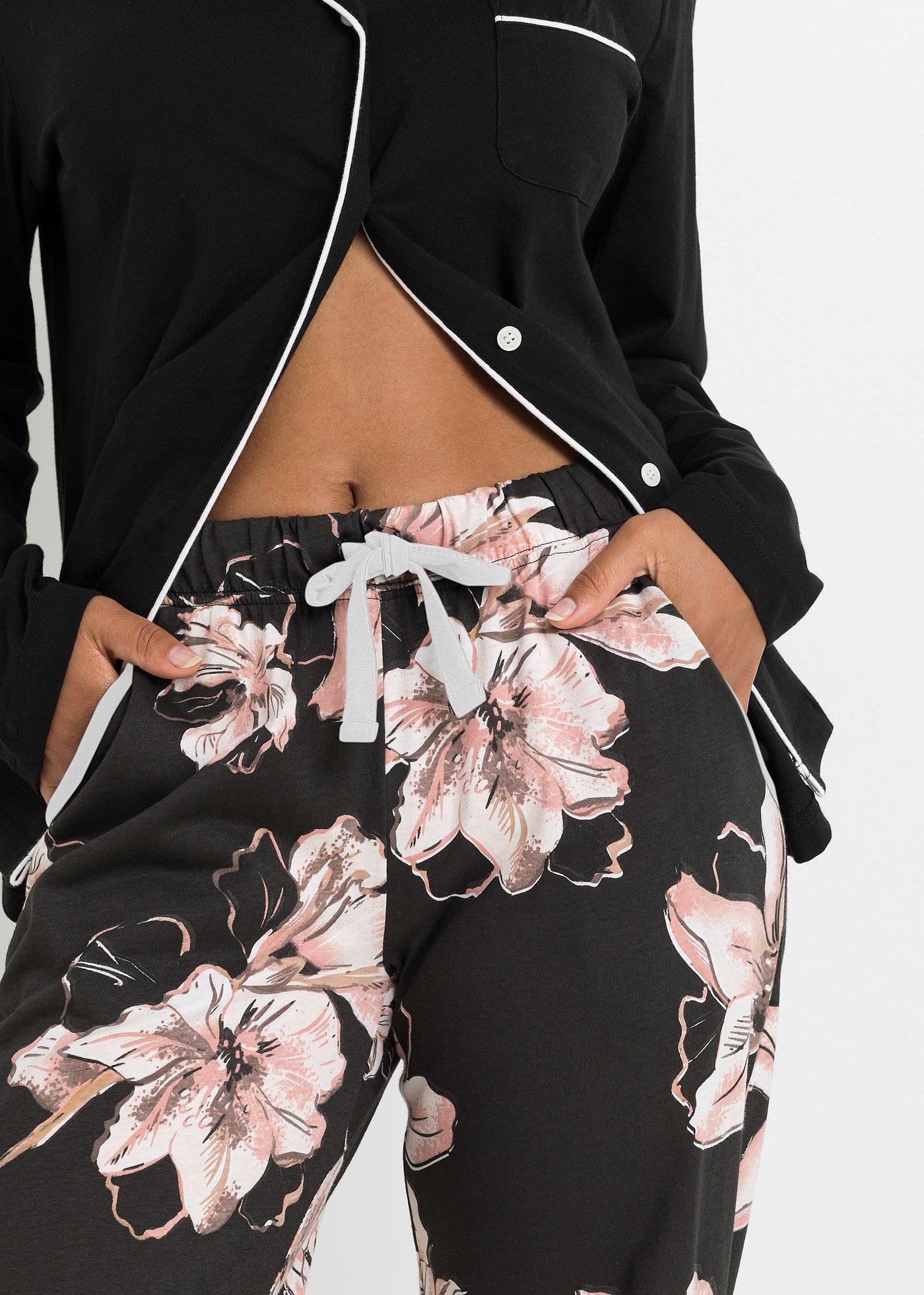 Piżama z plisą guzikową - Bonprix