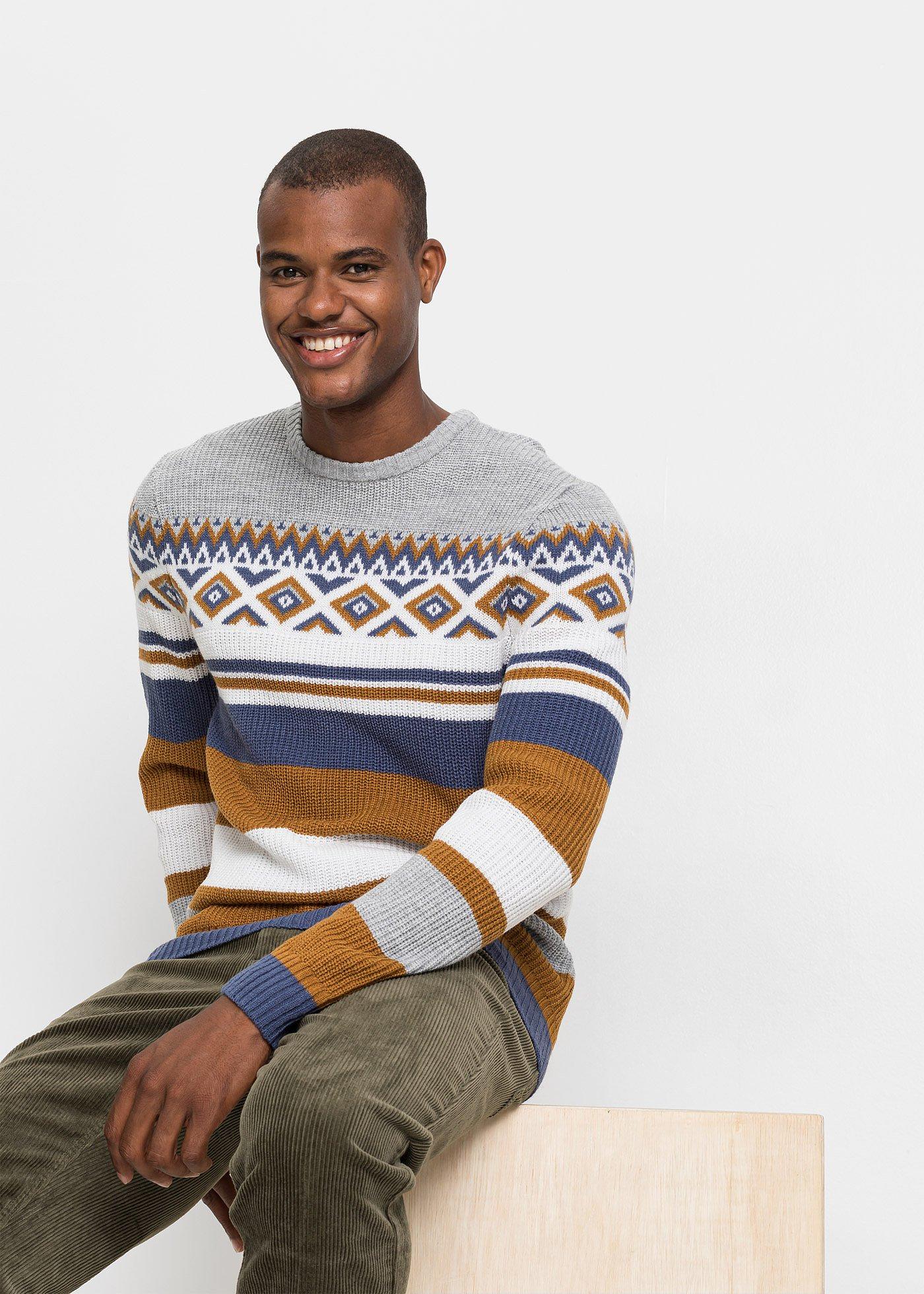 Sweter w norweski wzór - Bonprix