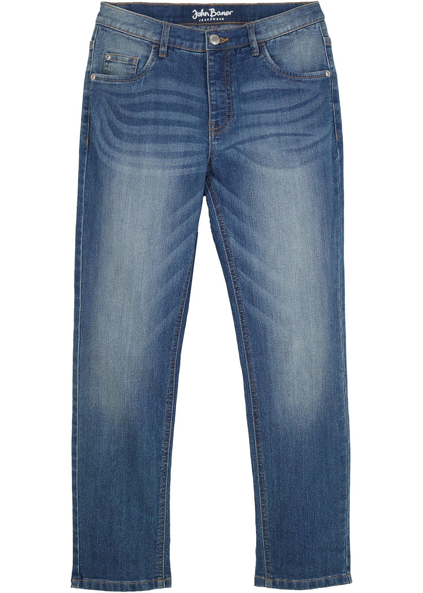 Dżinsy slim fit z regulowanym paskiem, prosty krój - Bonprix