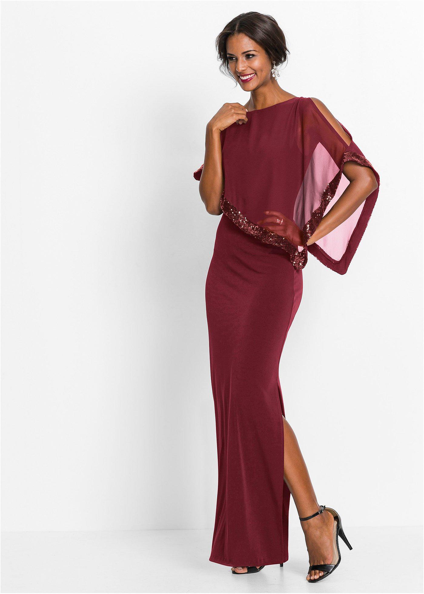 Sukienka z dżerseju z cekinami - Bonprix