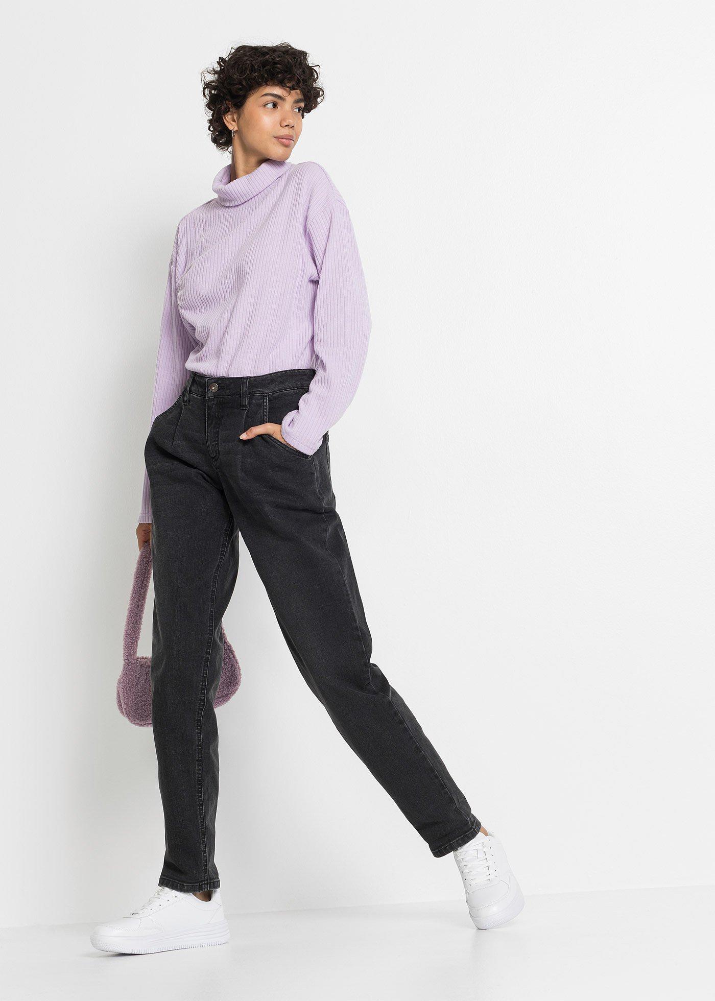 Dżinsy barrel, mid waist, ze stretchem - Bonprix