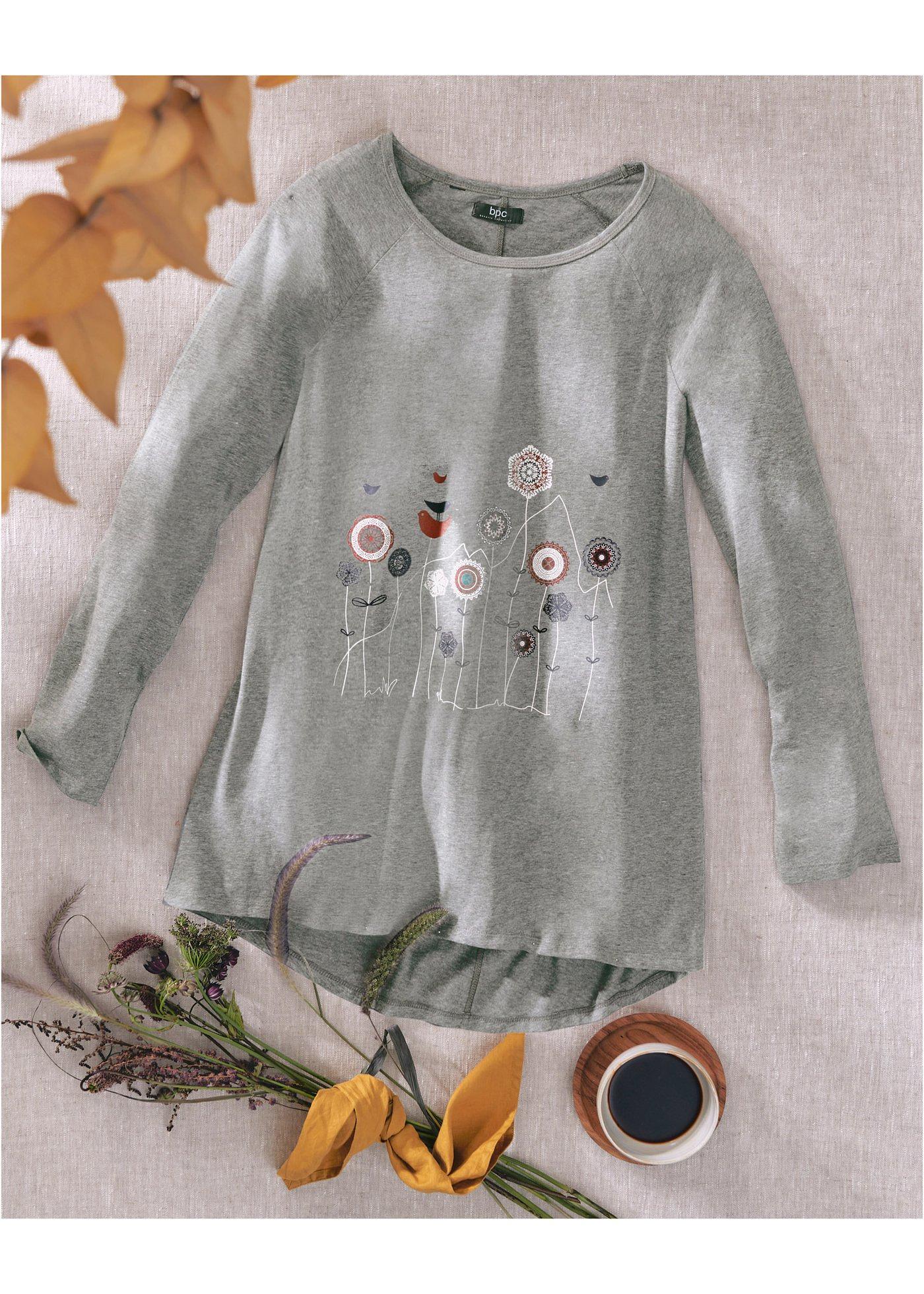 Długi shirt oversized z okrągłym dekoltem - Bonprix