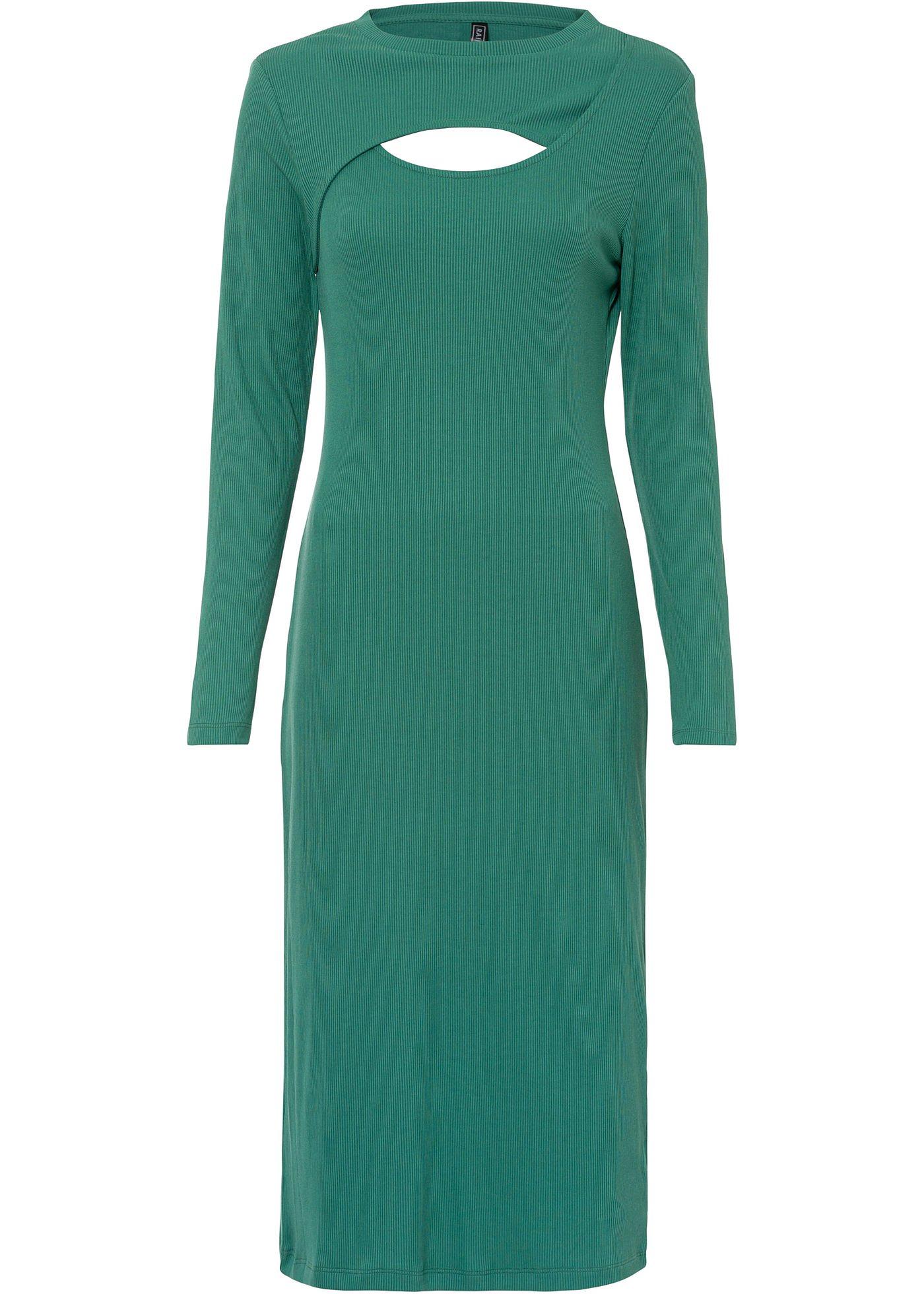 Rippkleid mit Cut-Out in Midilänge