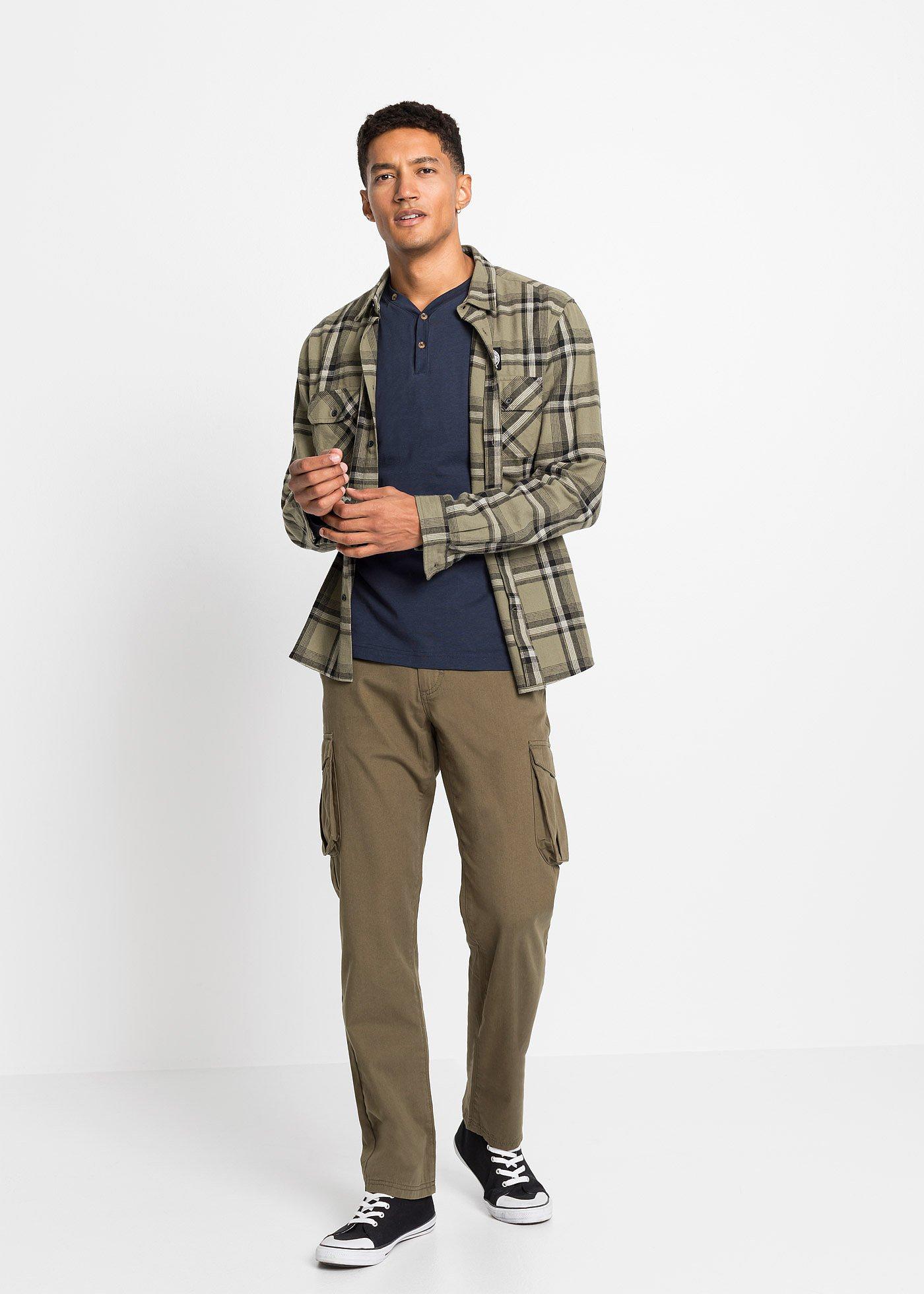 Bluzka z dekoltem henley, długim rękawem, z czystej bawełny organicznej  (2 szt.) - Bonprix