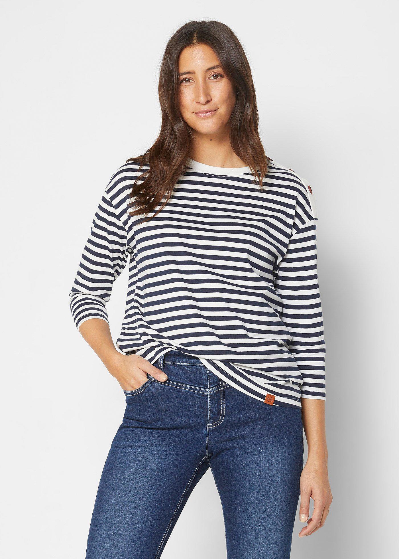 Shirt z długim rękawem i guzikami, oversized - Bonprix