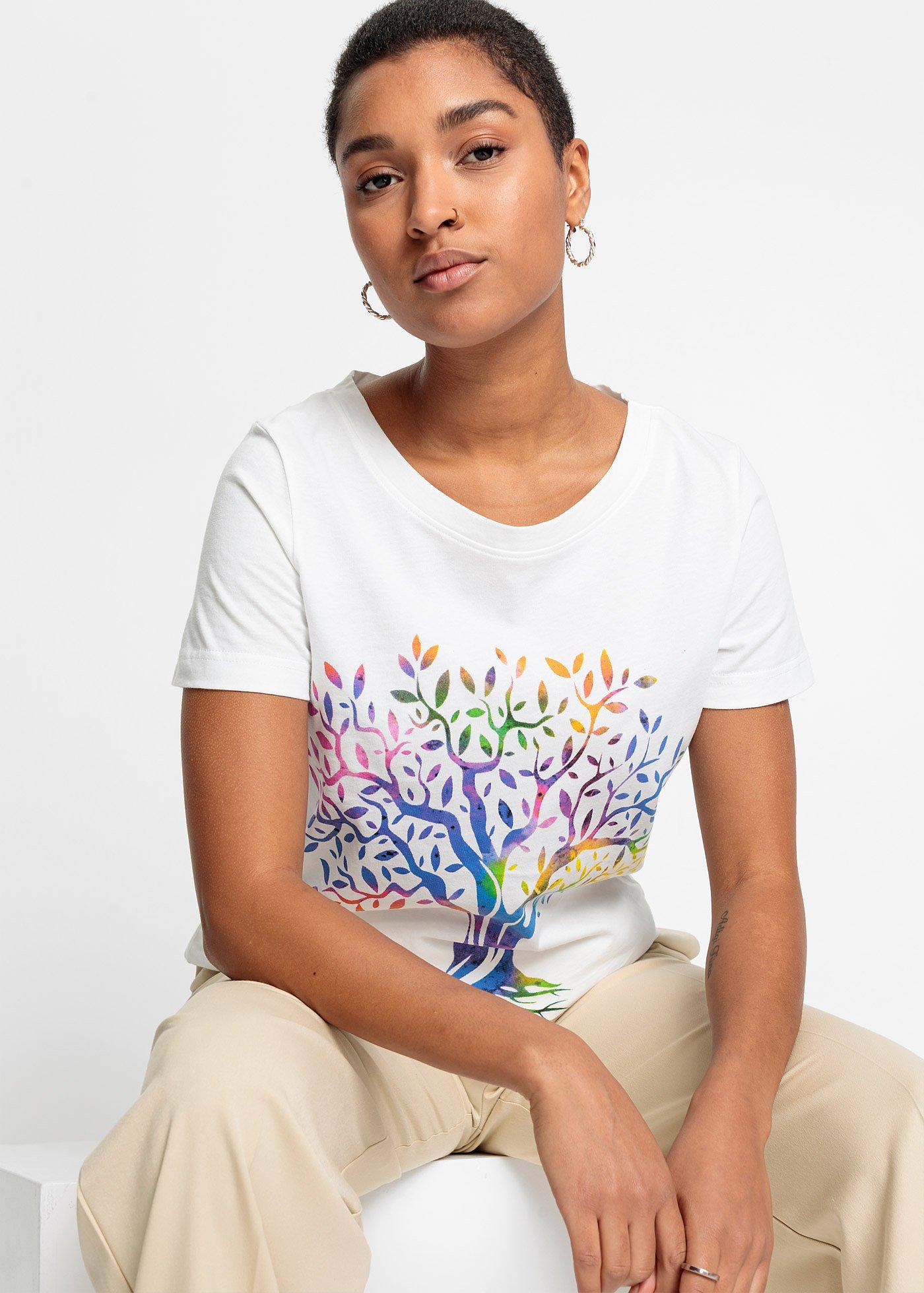 T-shirt z nadrukiem, bawełna organiczna - Bonprix