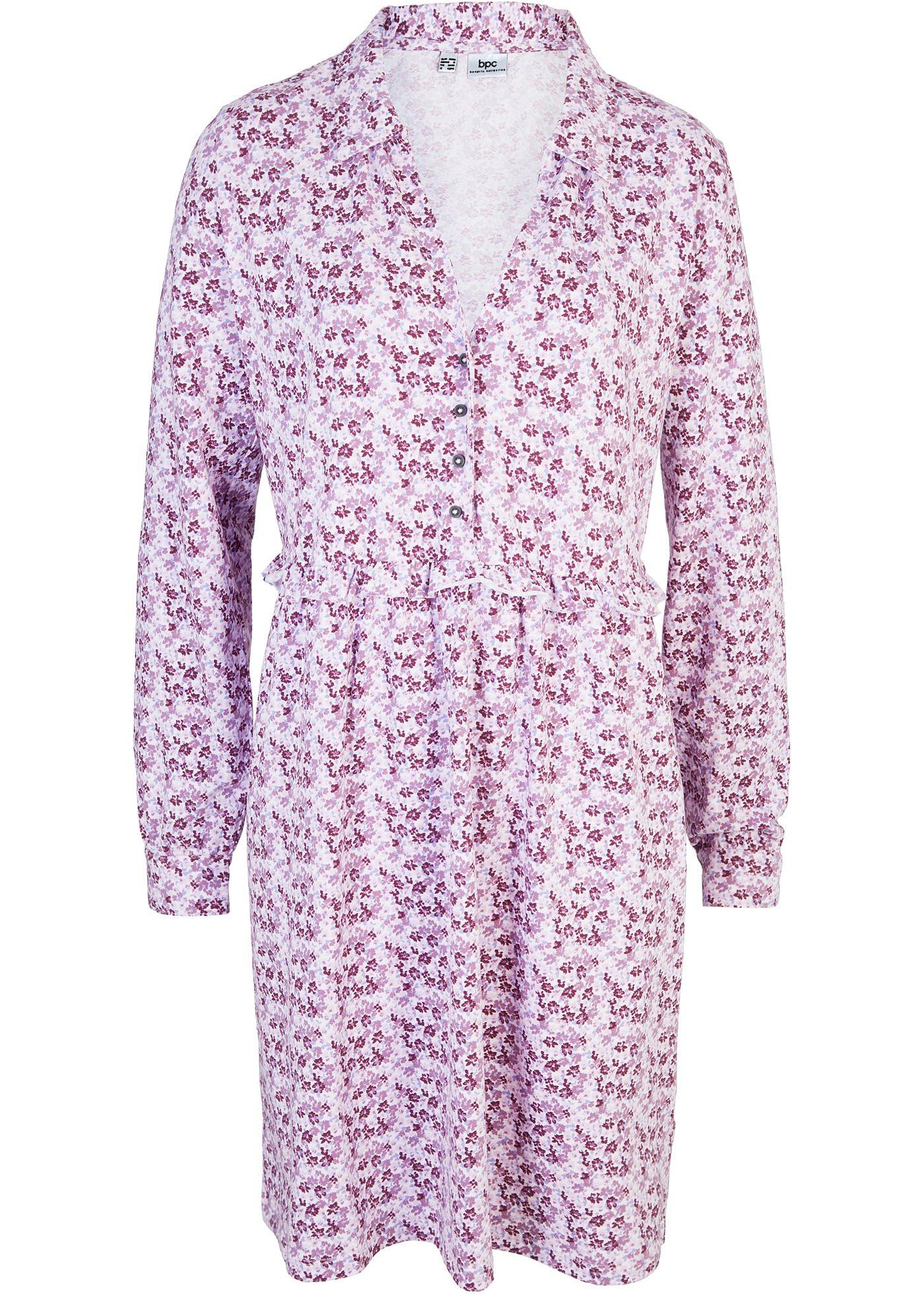 Bedrucktes Jerseykleid mit Knopfleiste