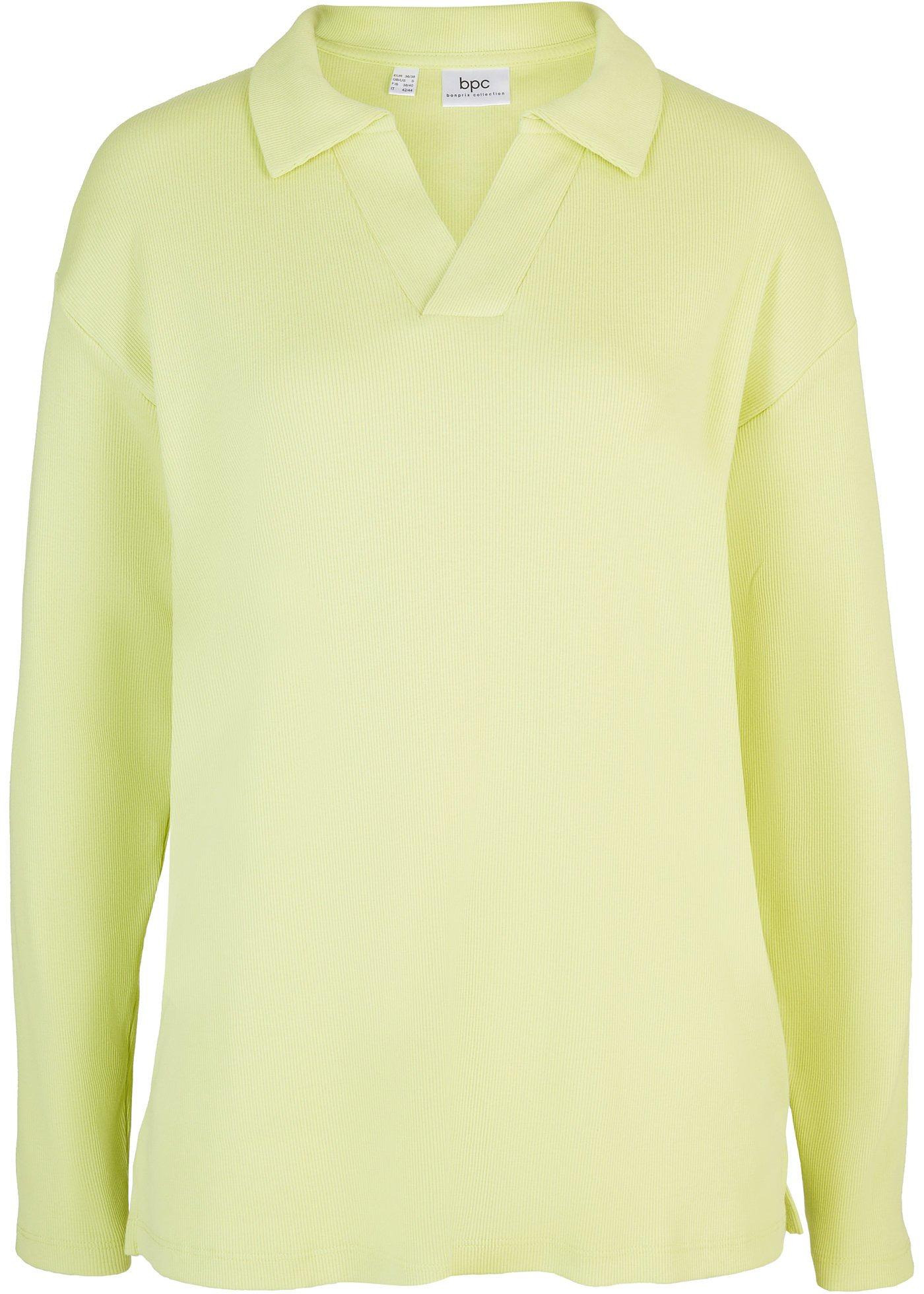Polo-Shirt aus Rippe mit Seitenschlitzen 