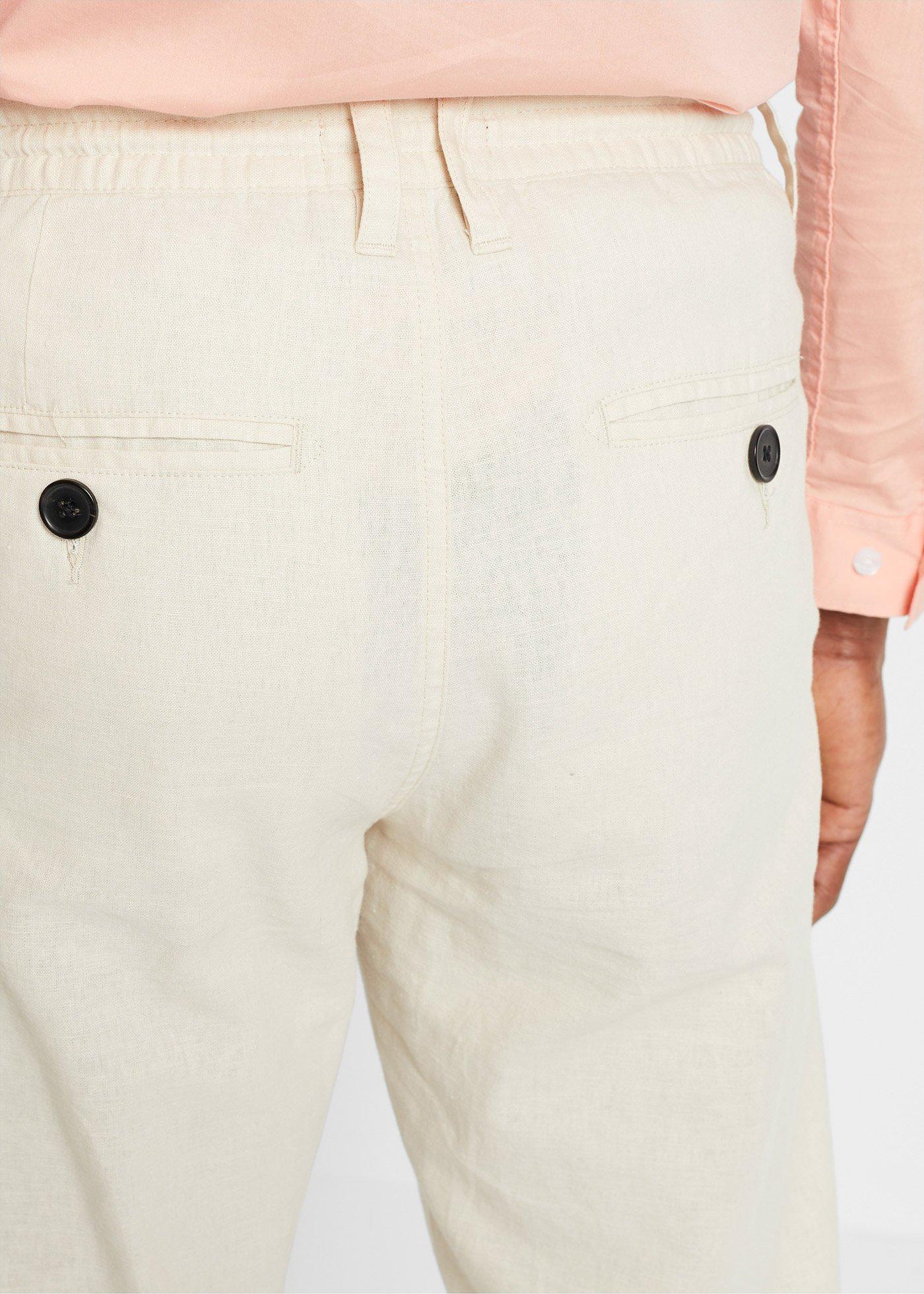 Spodnie ze sznurkiem w pasie, z przewiewnej mieszanki lnu o prostych nogawkach i kroju relaxed fit - Bonprix