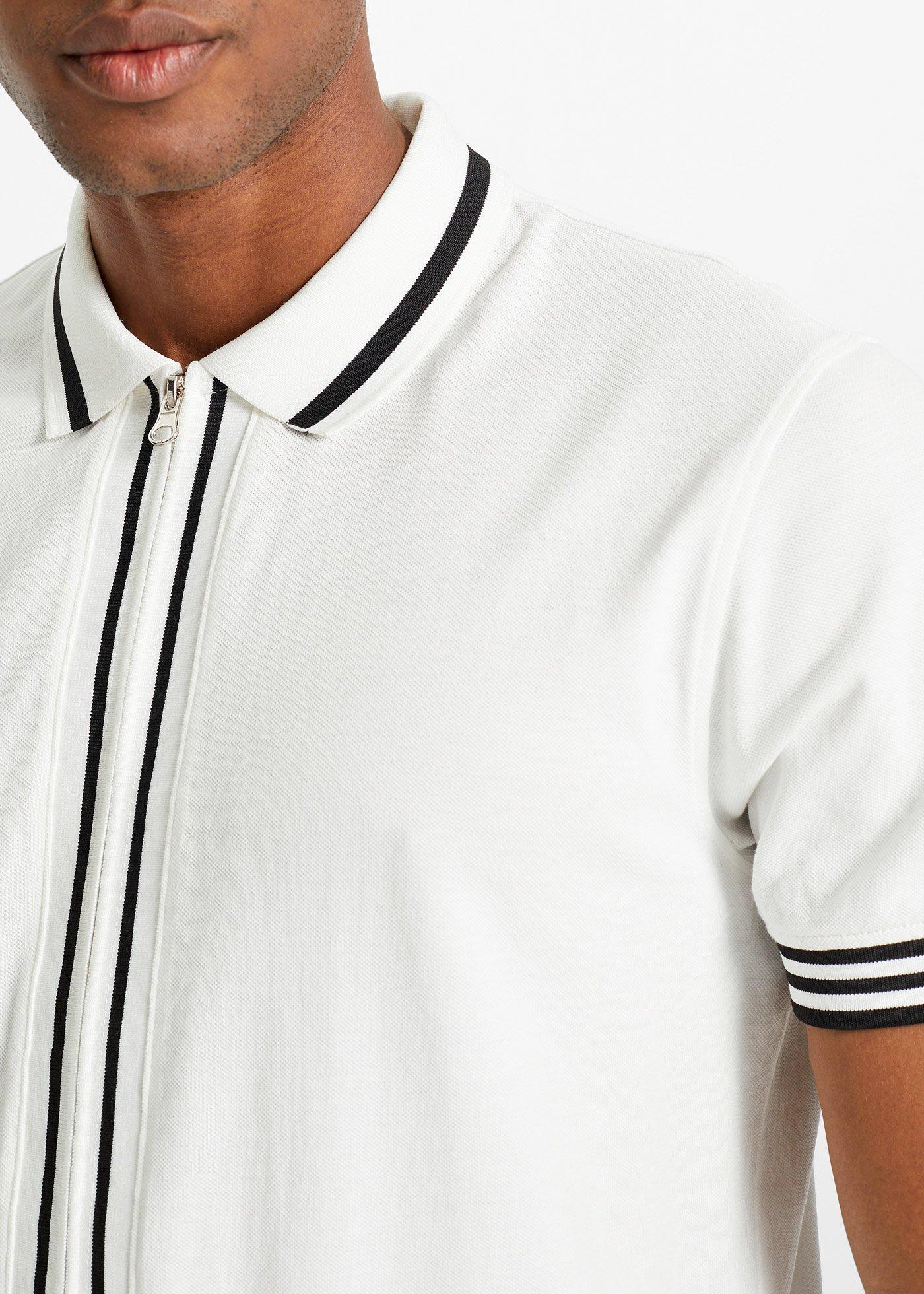 Koszulka polo z zamkiem z bawełnianej piki - Bonprix