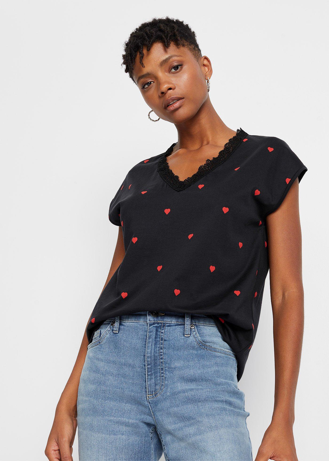 Shirt z nadrukiem, z czystej bawełny - Bonprix