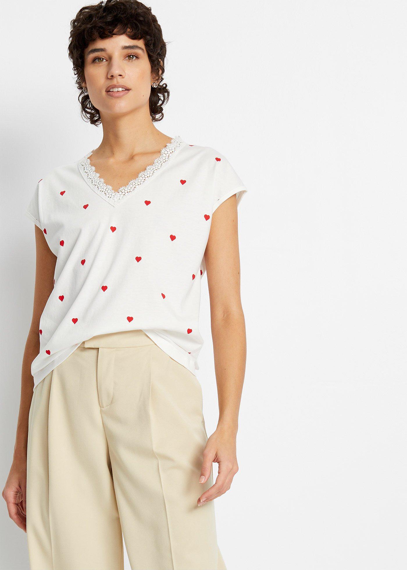 Shirt z nadrukiem, z czystej bawełny - Bonprix