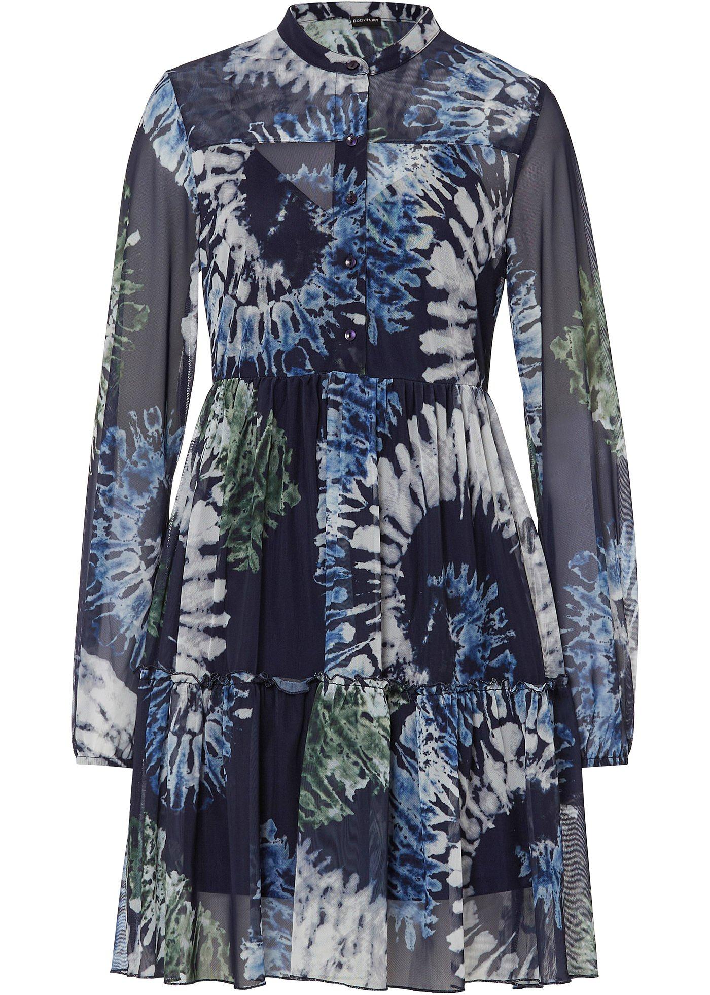 bedrucktes Mesh-Tunika-Kleid