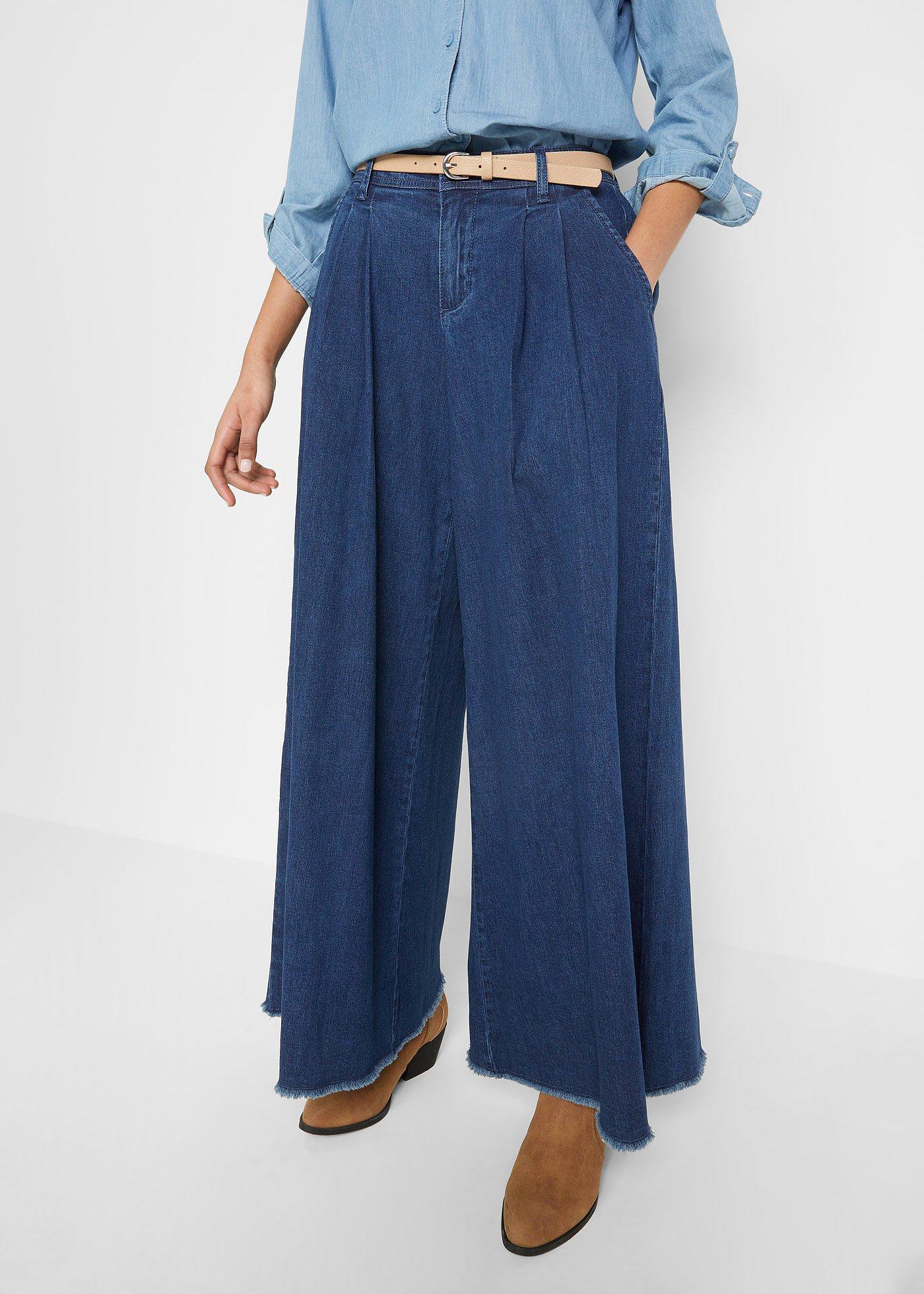 Spódnico-spodnie dżinsowe, wide leg - Bonprix