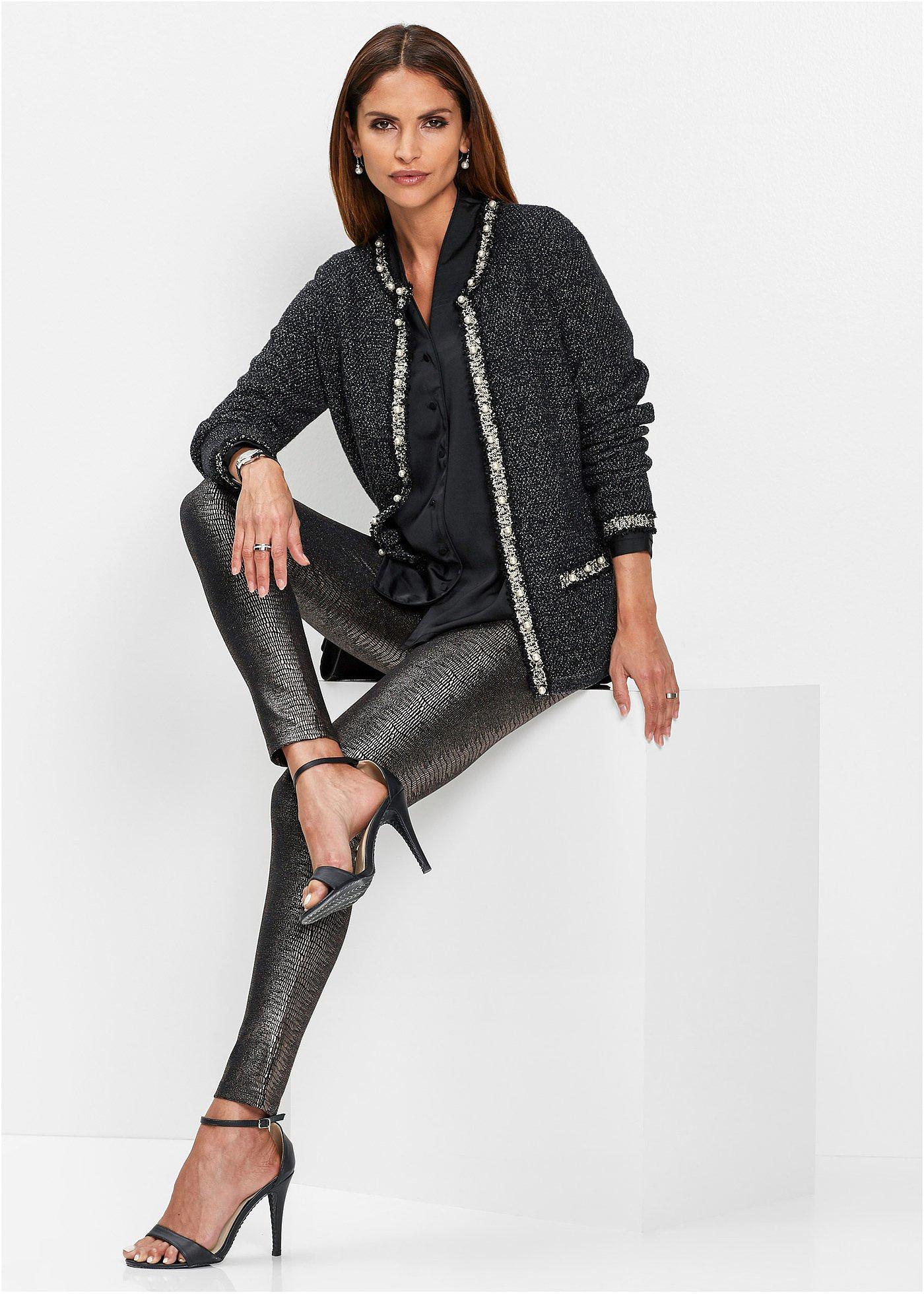 Kardigan z perełkami - Bonprix