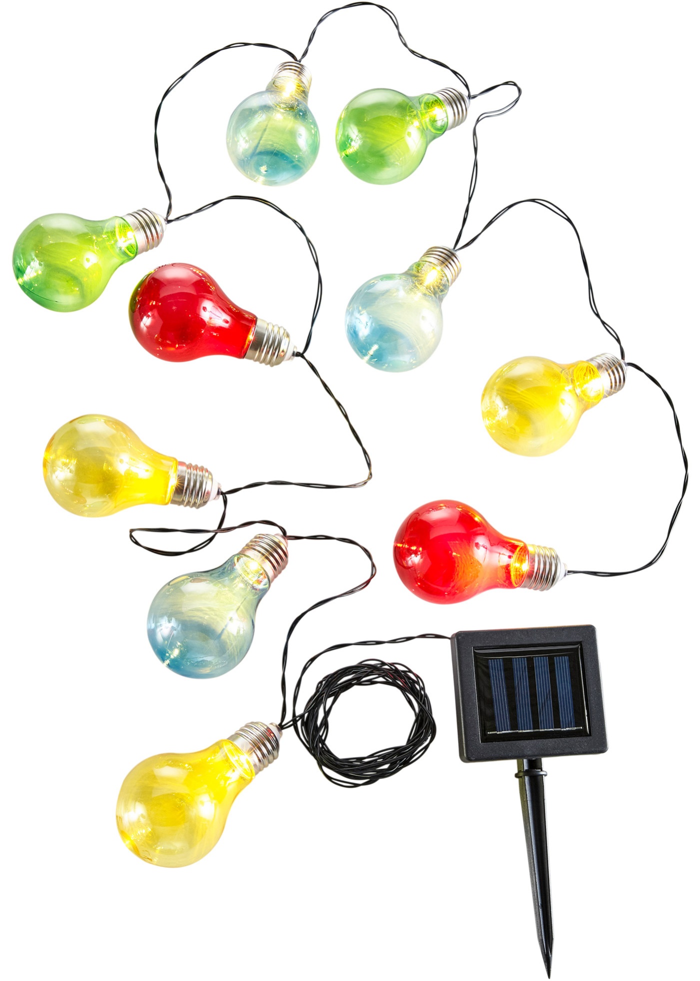 Solar Lichterkette mit bunten LED-Birnen