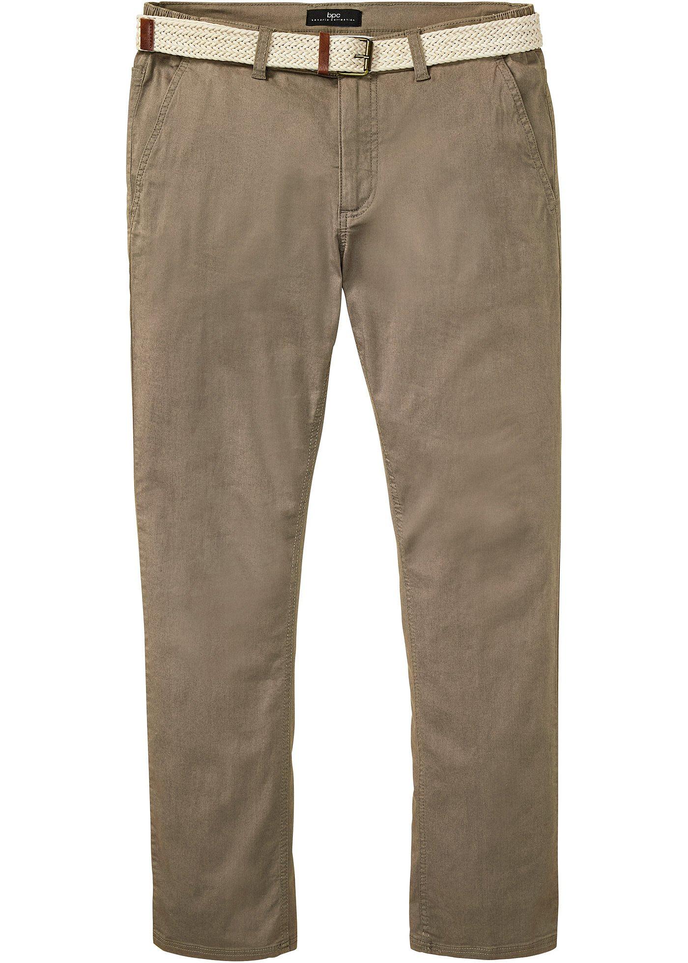 Pantalon chino droit avec taille élastique et ceinture, regular