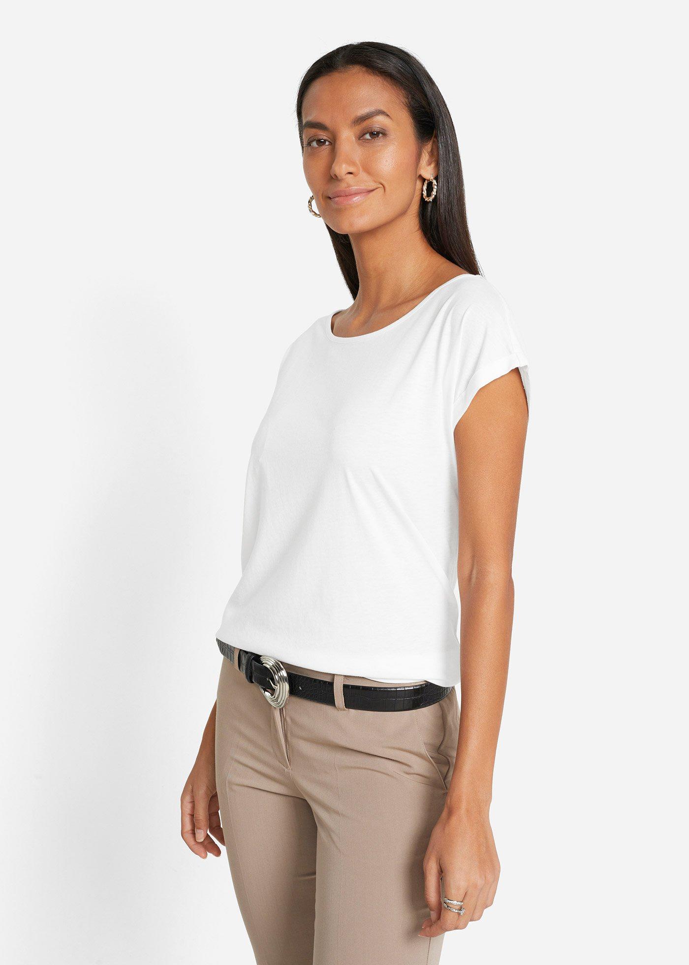 Koszulka z domieszką jedwabiu - Bonprix