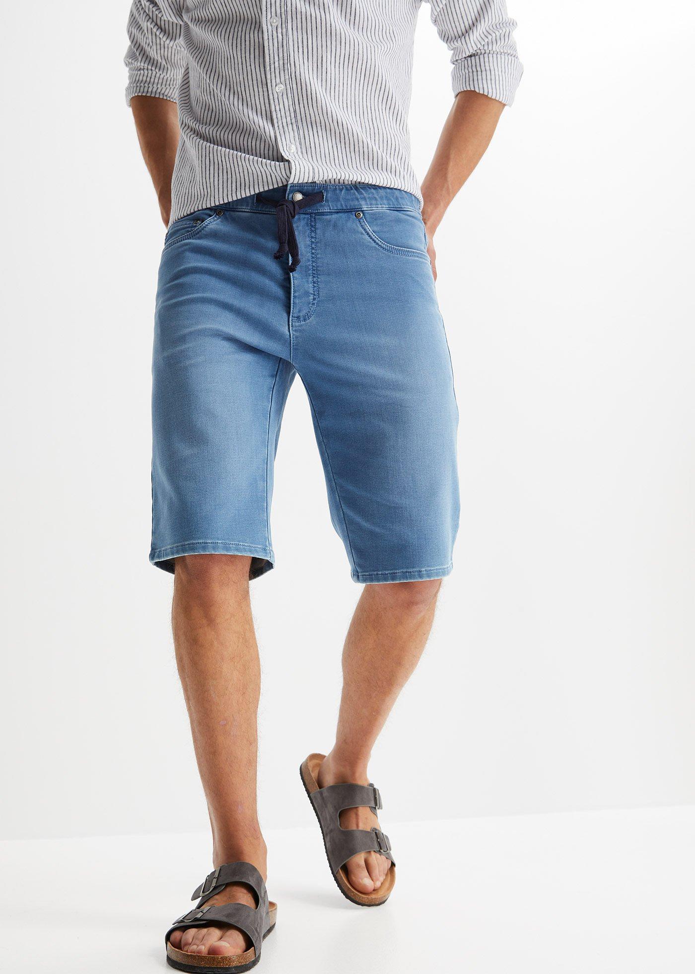 Bermudy dresowe w optyce dżinsowych, w wygodnym fasonie, Regular Fit - Bonprix