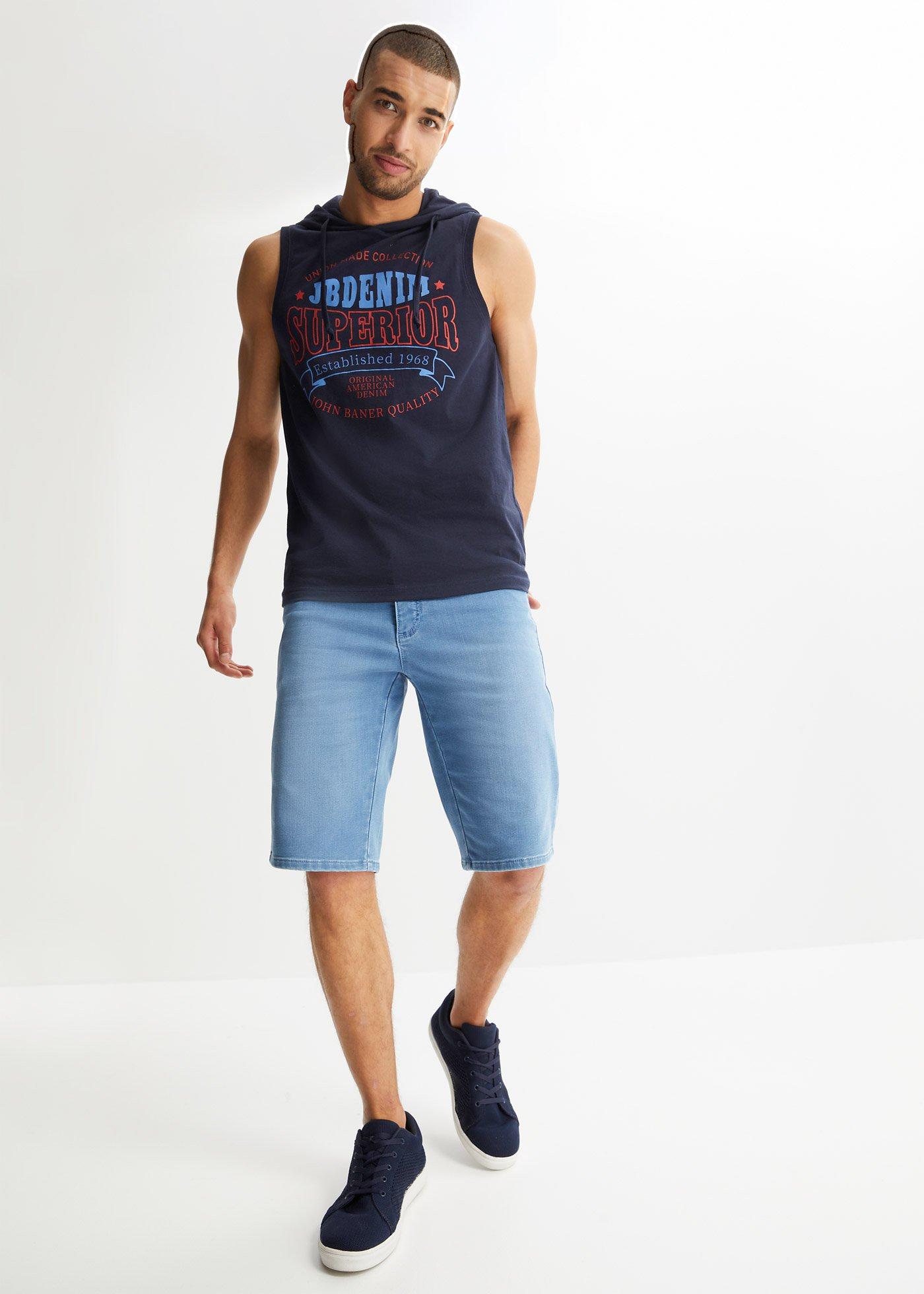 Bermudy dresowe w optyce dżinsowych, w wygodnym fasonie, Regular Fit - Bonprix