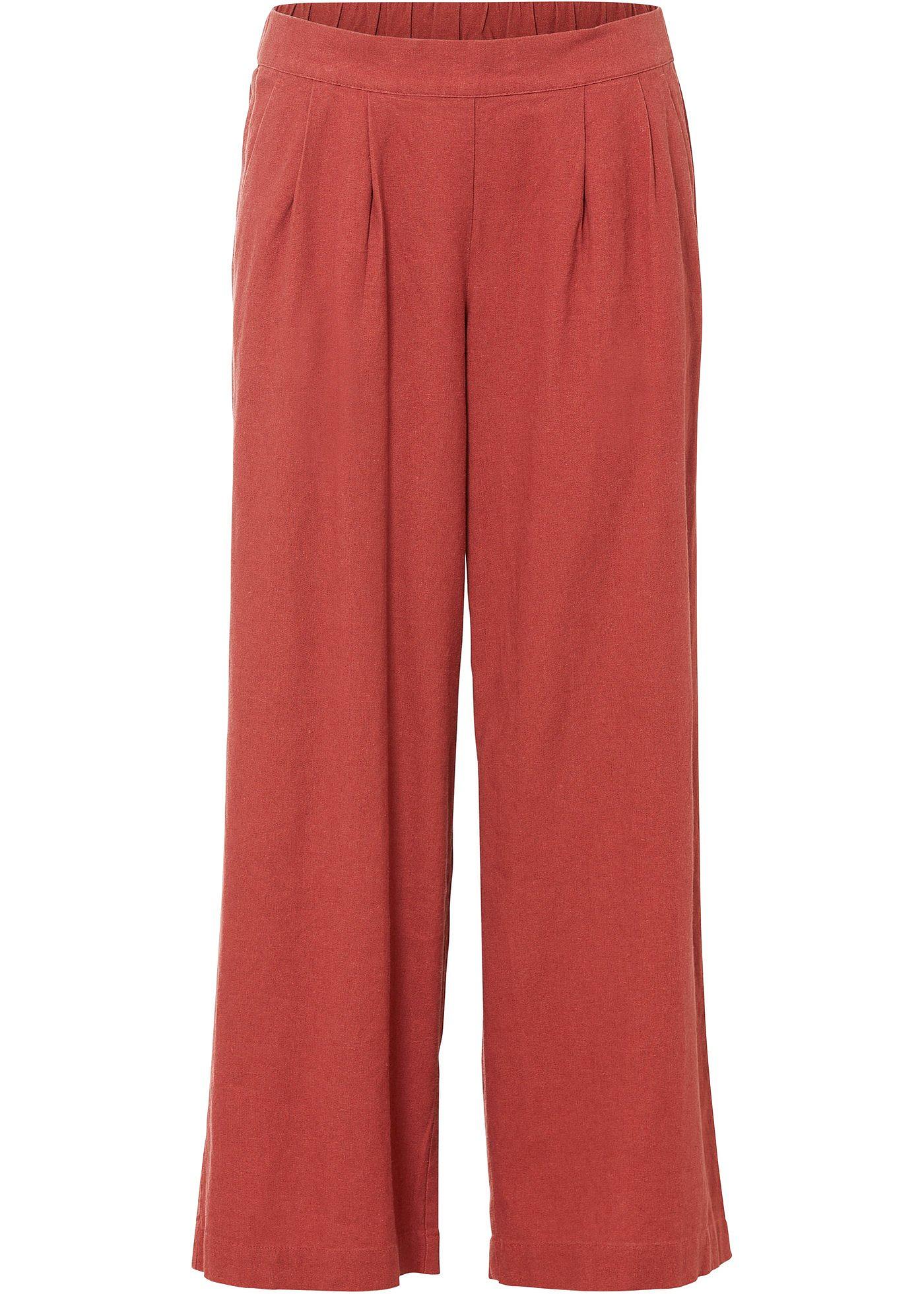 Pantaloni 3/4 din material cu in și viscoză