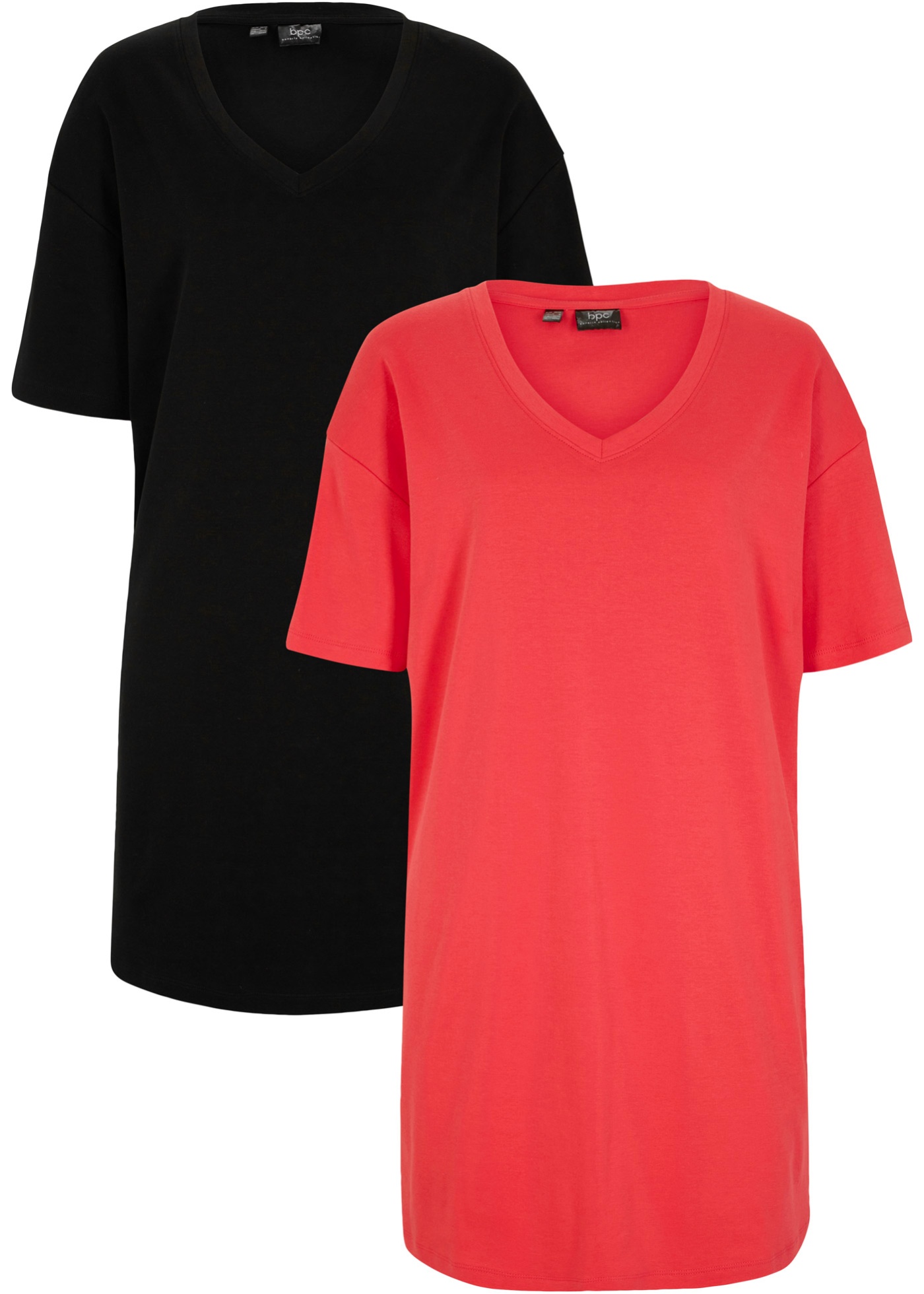 T-Shirtkleid mit V-Ausschnitt, oversize (2er Pack)
