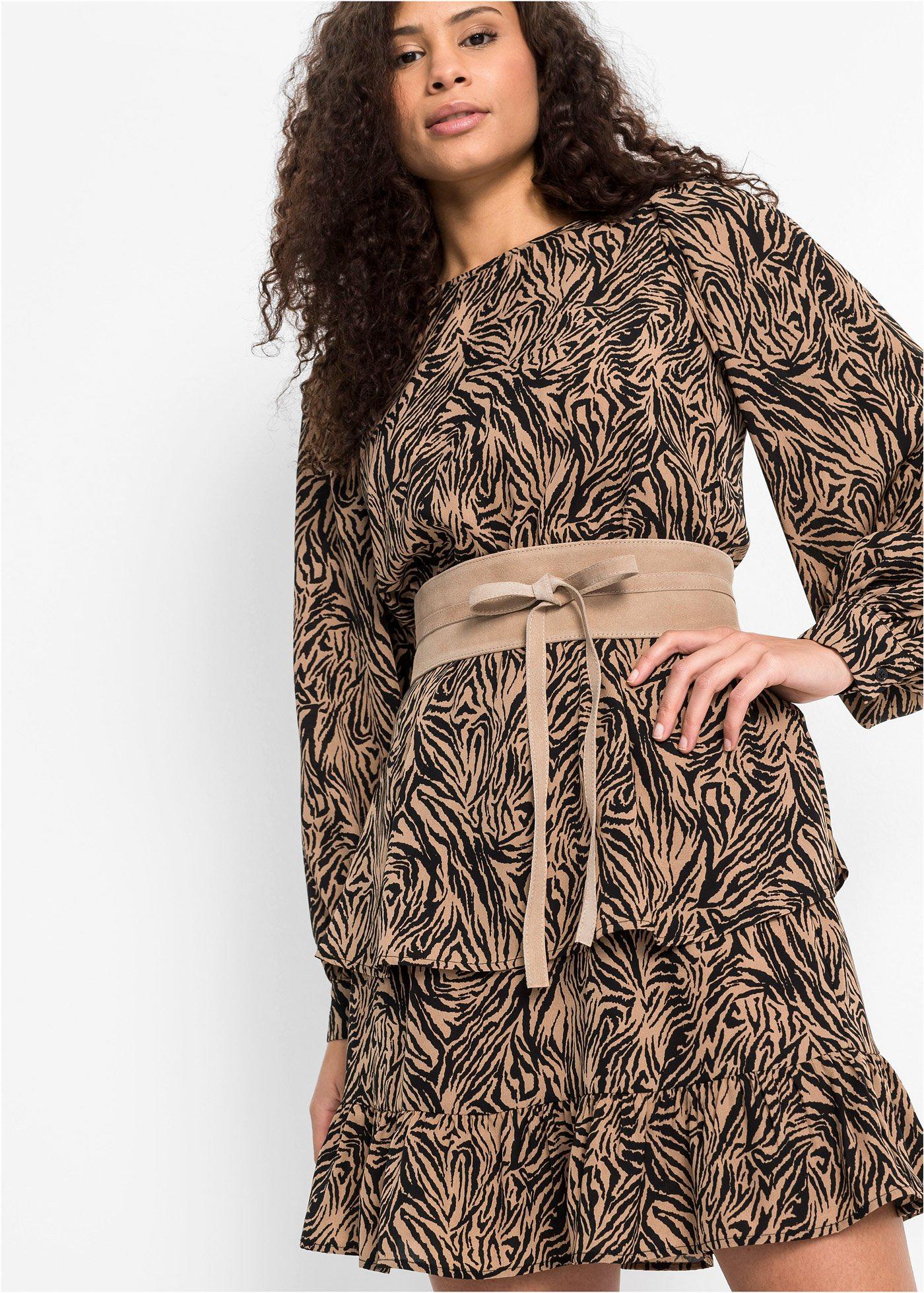 Pas kimonowy skórzany - Bonprix