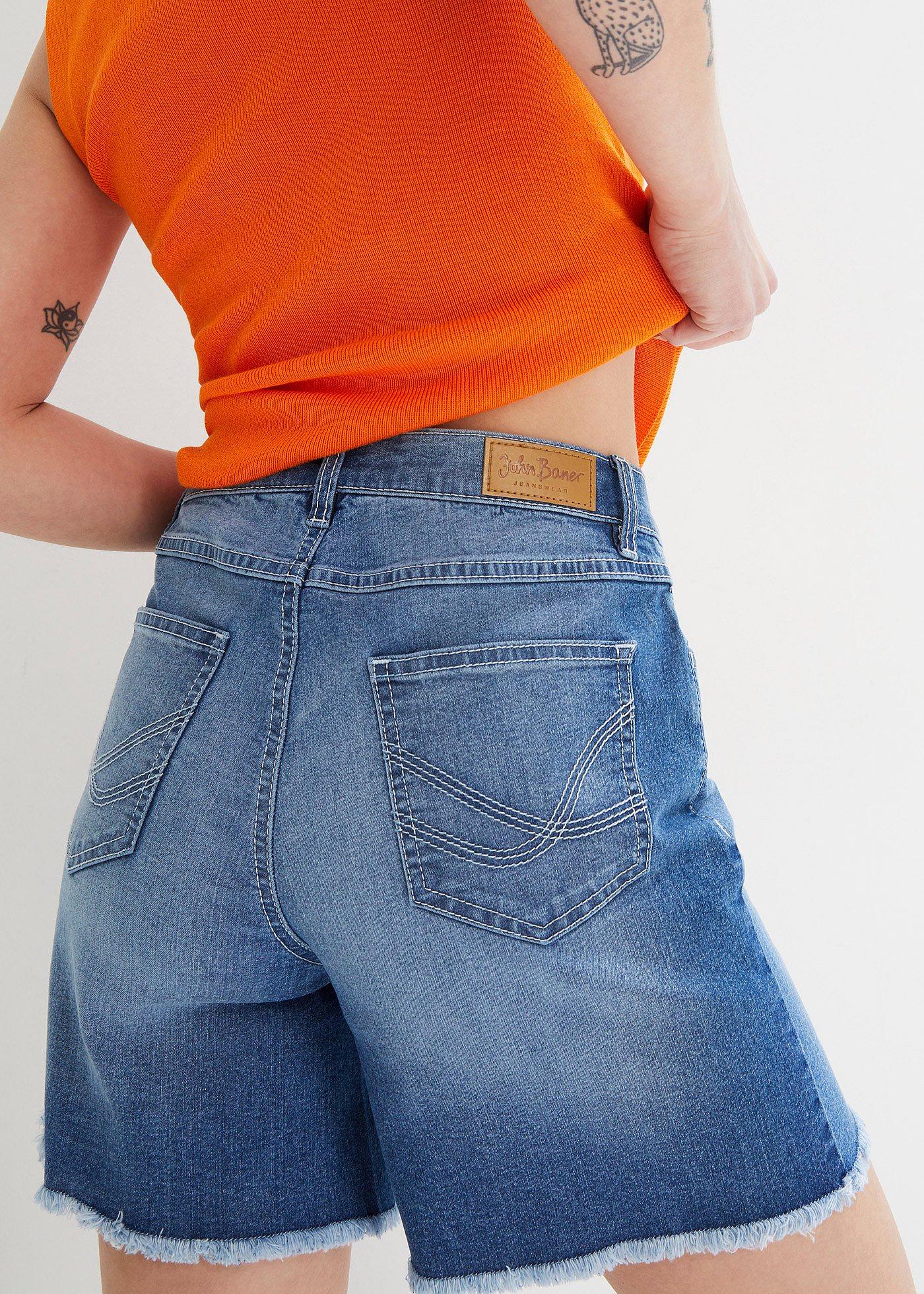 Szorty dżinsowe ze stretchem, mid waist - Bonprix