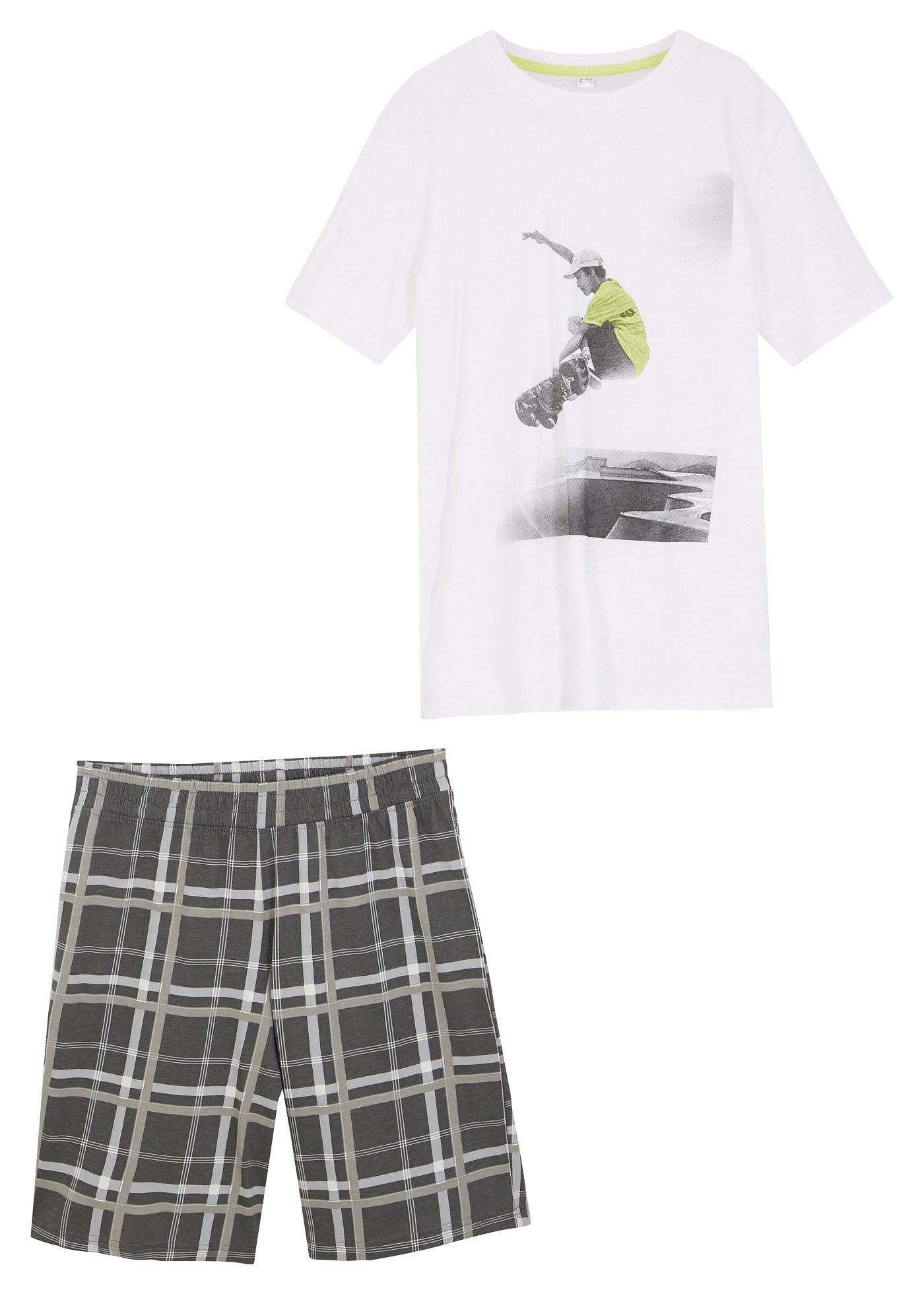 T-shirt + krótkie spodnie shirtowe (2 części), z bawełny organicznej - Bonprix
