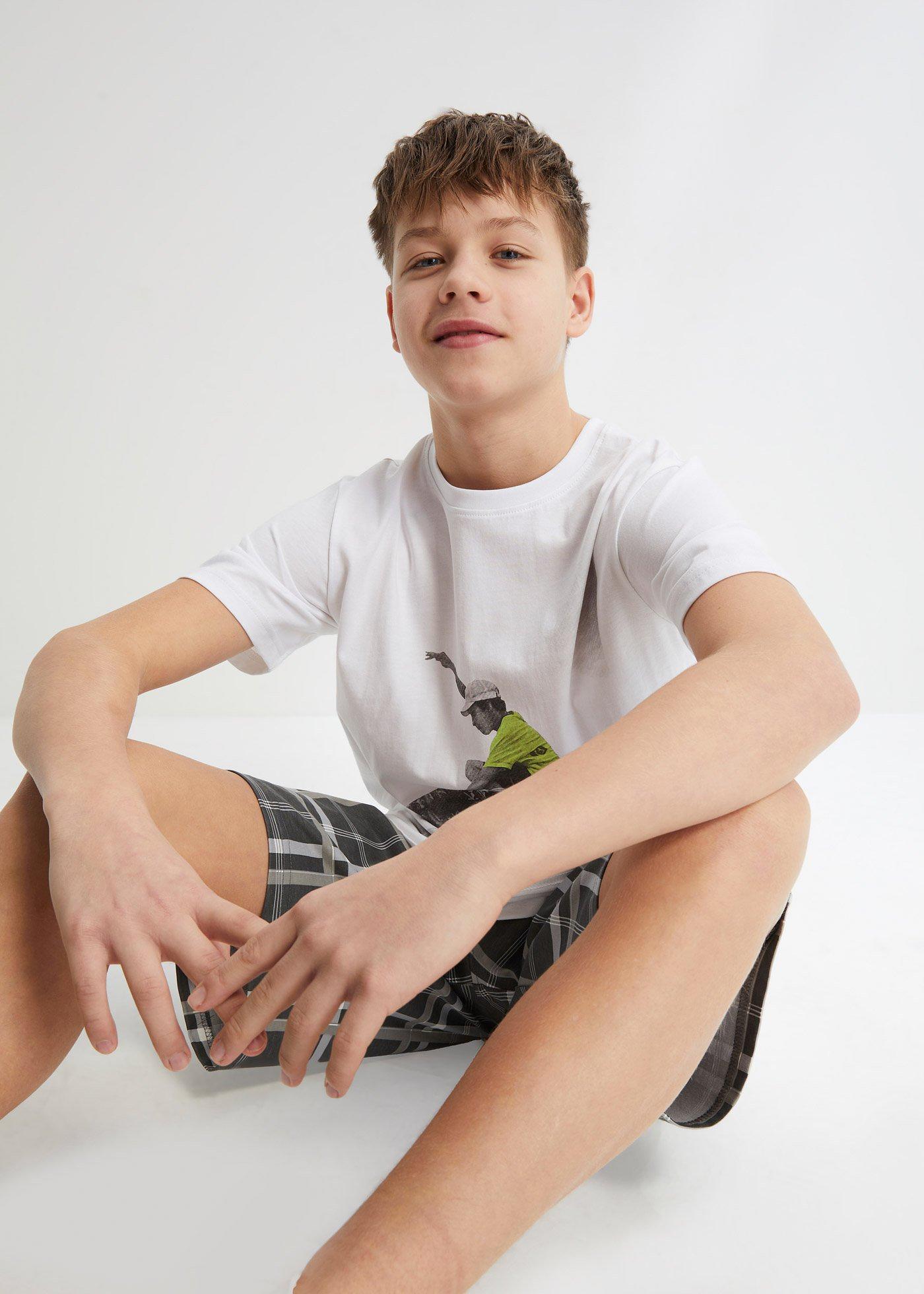 T-shirt + krótkie spodnie shirtowe (2 części), z bawełny organicznej - Bonprix