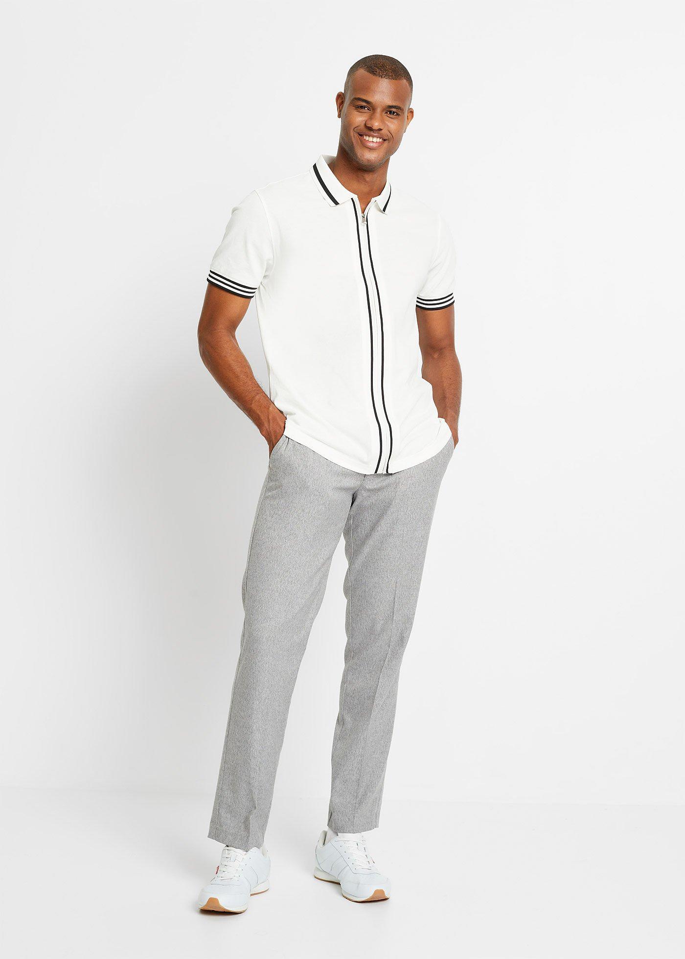 Koszulka polo z zamkiem z bawełnianej piki - Bonprix