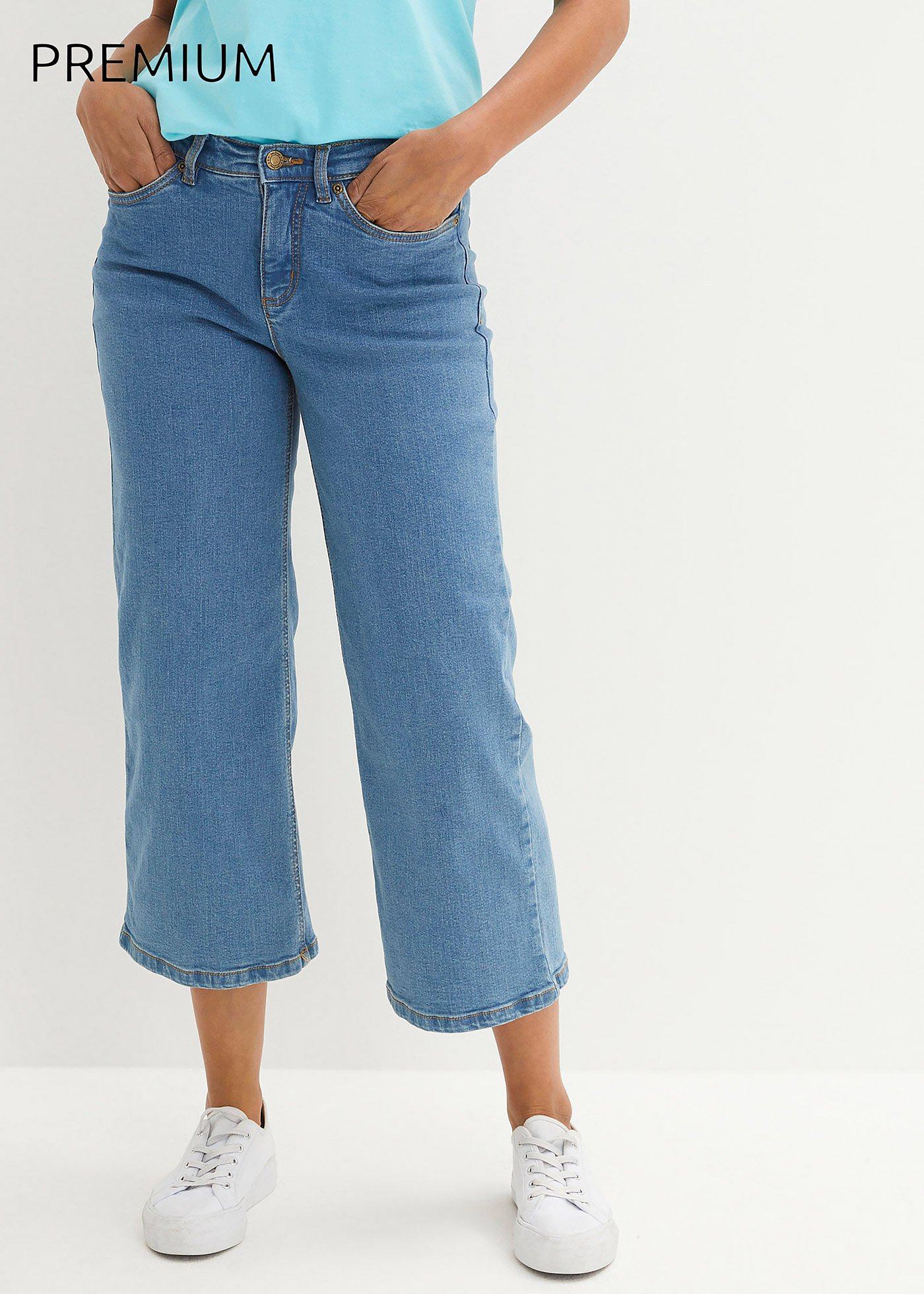 Dżinsy Wide Leg, mid waist, cropped - Bonprix
