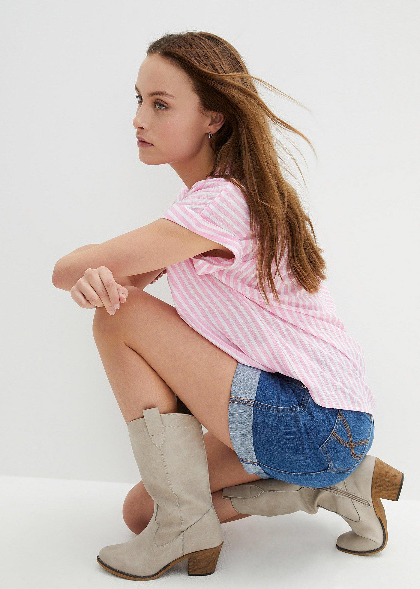 Bluzka, krótki rękaw, z lejącej wiskozy - Bonprix