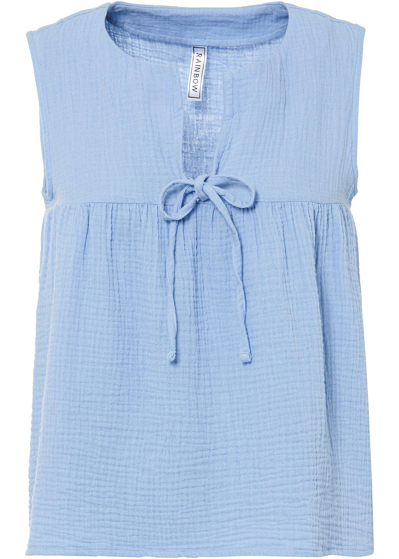 Blouse sans manches en gaze de coton