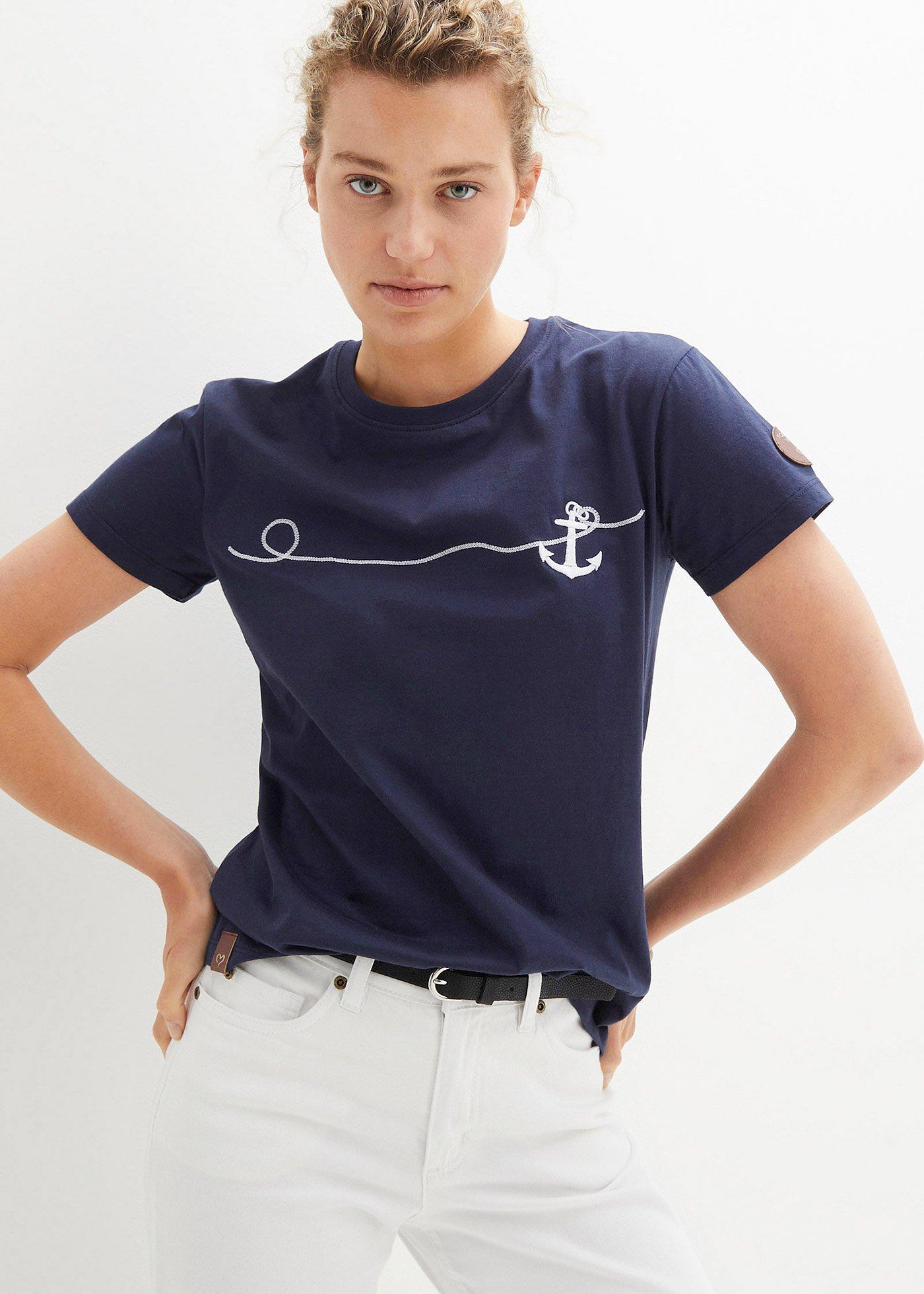 T-shirt z haftem - Bonprix