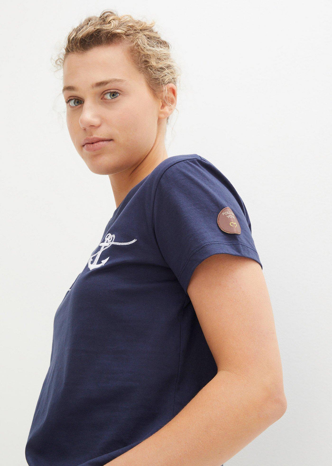 T-shirt z haftem - Bonprix