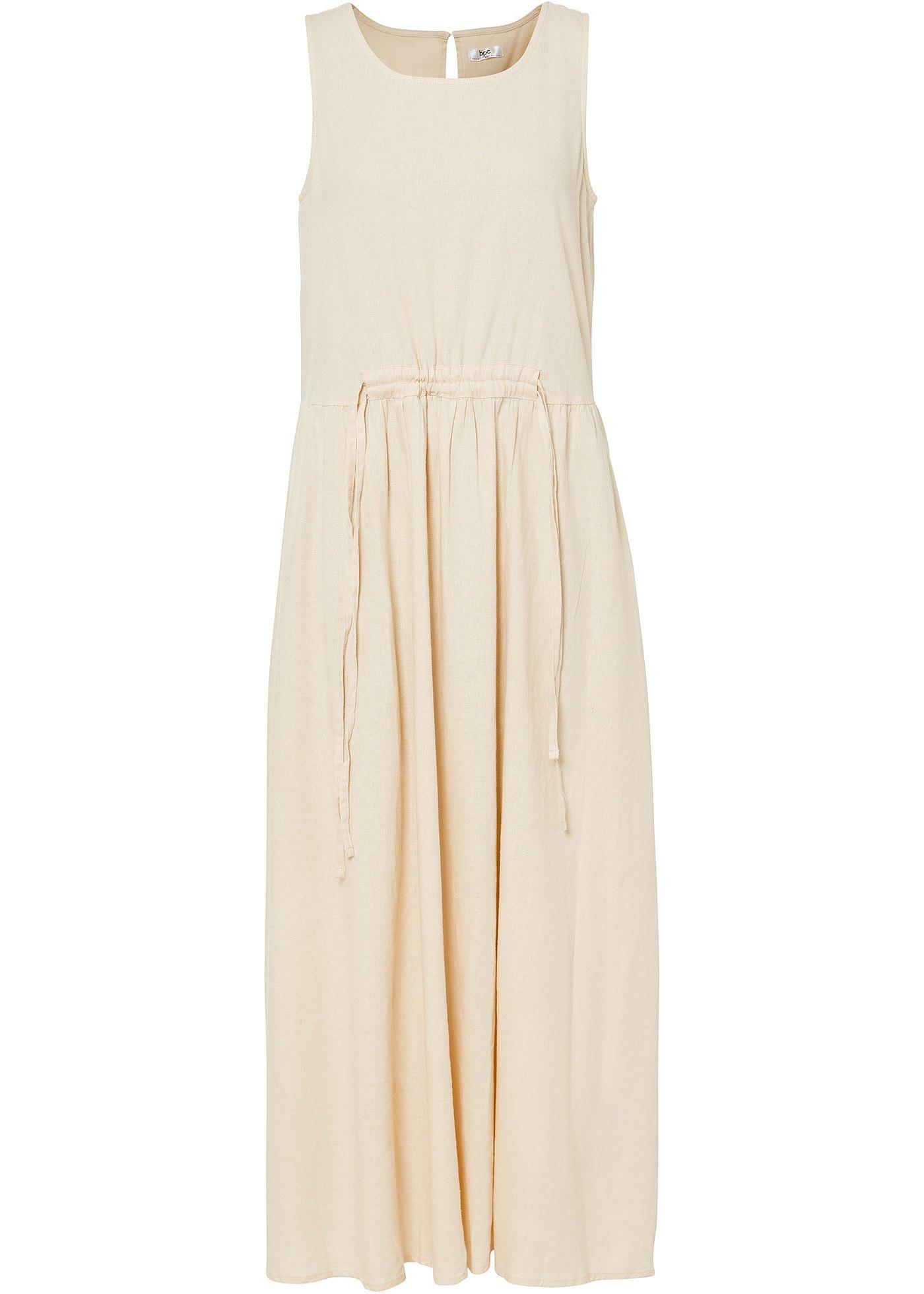 Maxi-Kleid mit Leinen und Tunnelzug in der Taille