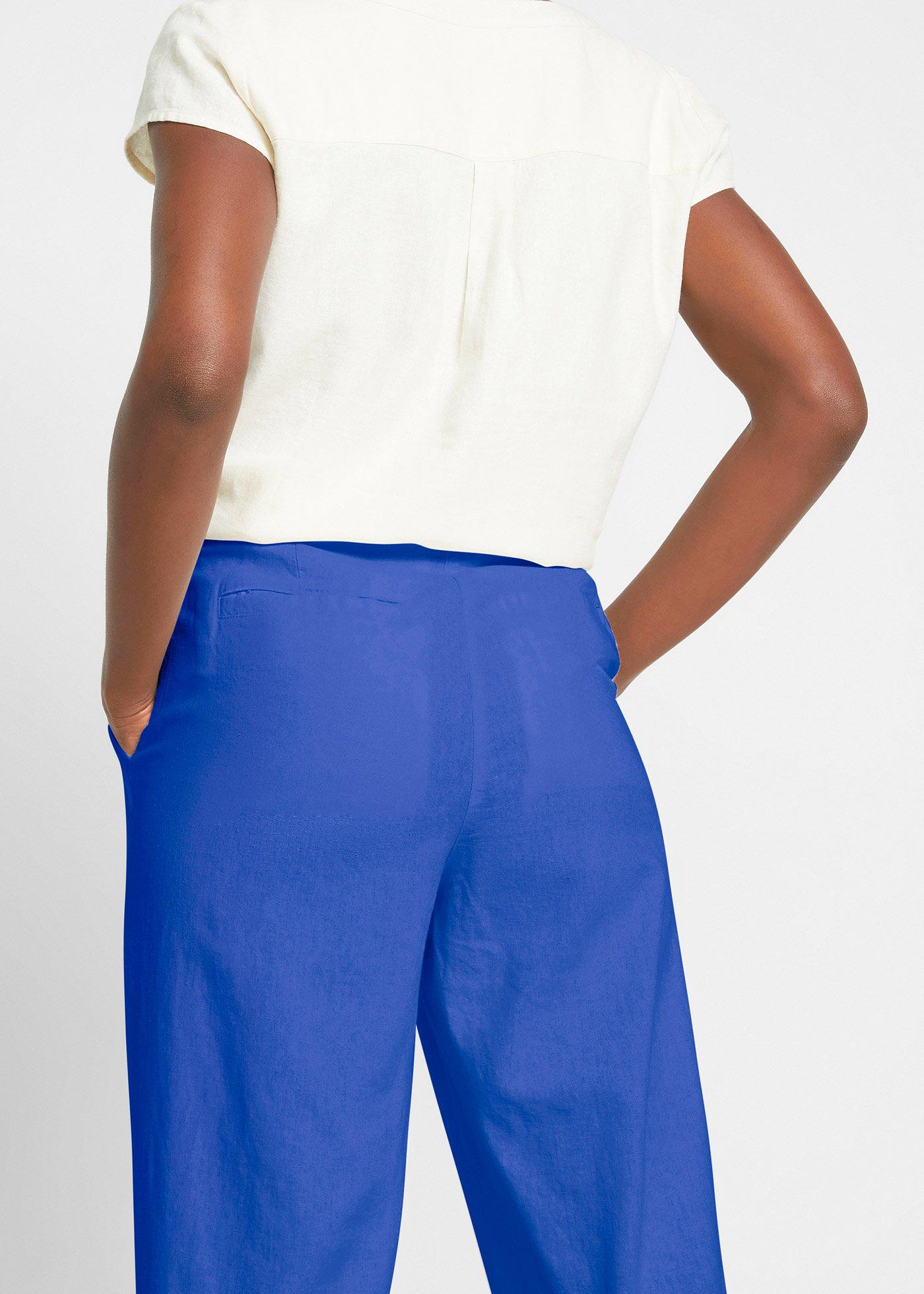 Spodnie palazzo z lekkiego materiału z lnu i wiskozy - Bonprix