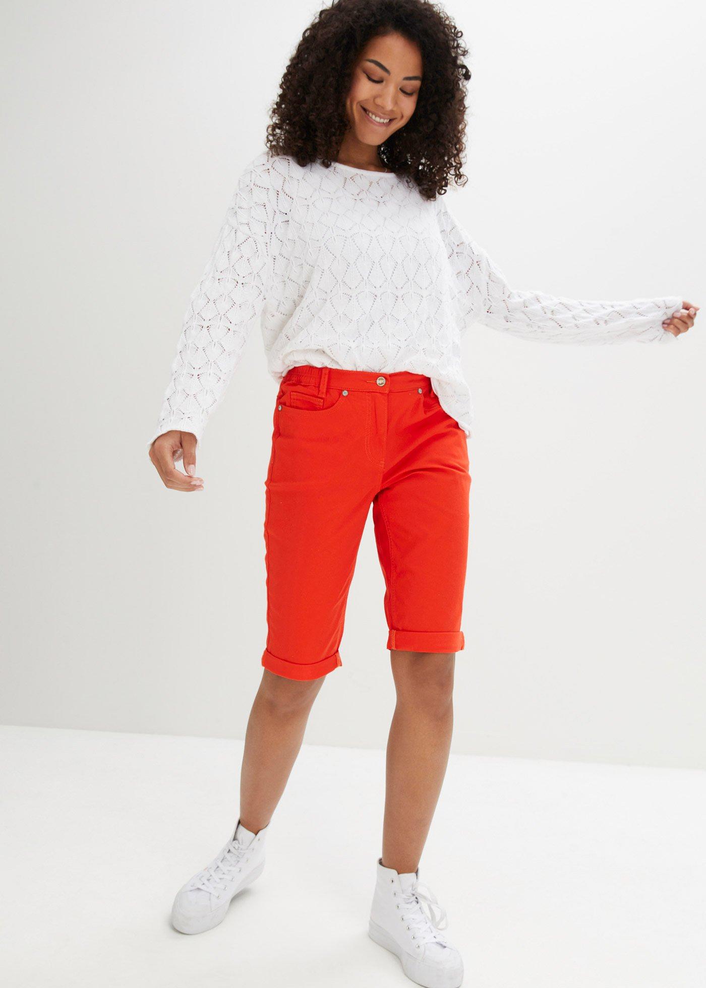 Bermudy bawełniane z elastycznym paskiem - Bonprix