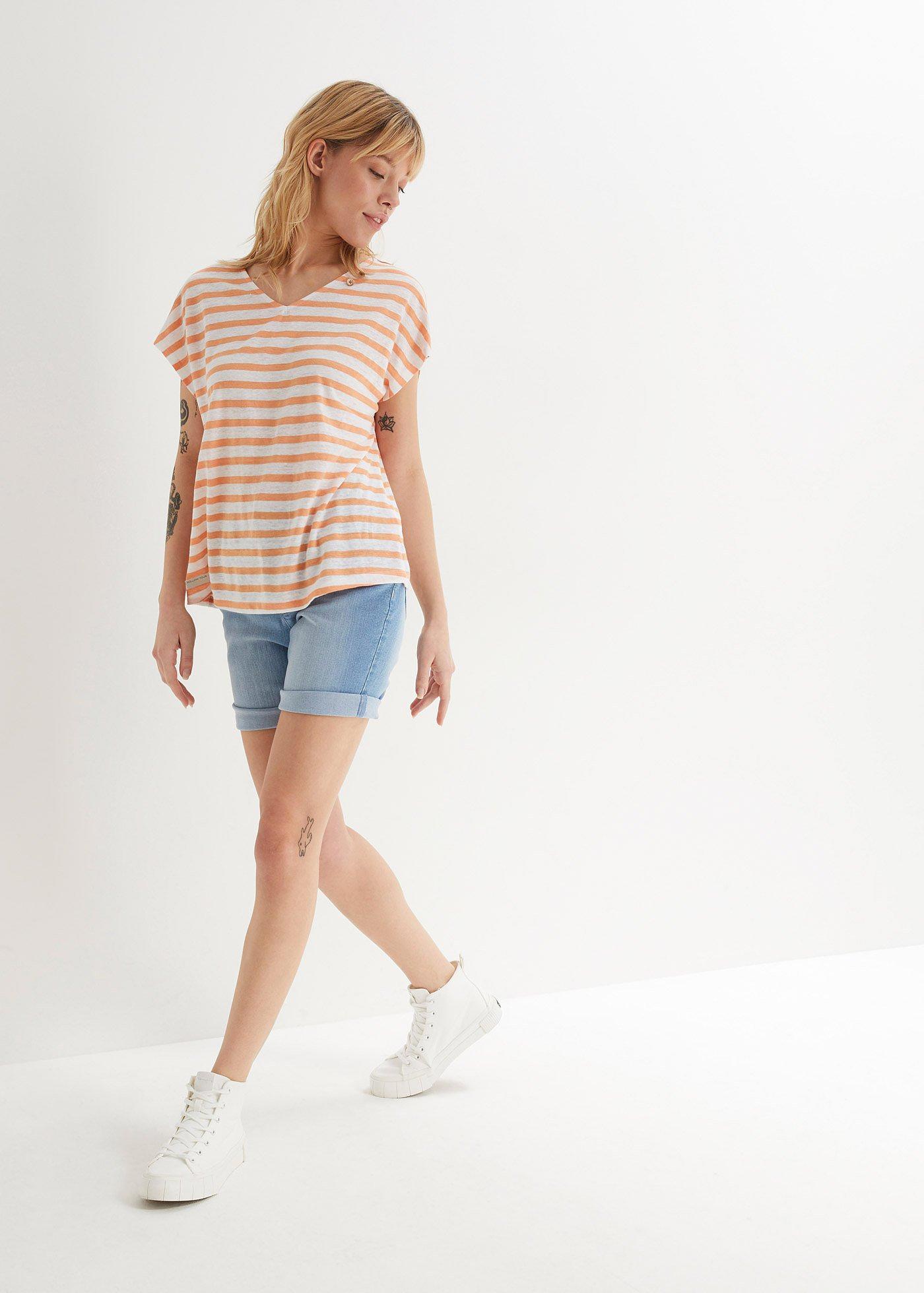 Bermudy dżinsowe ze średnim stanem - Bonprix